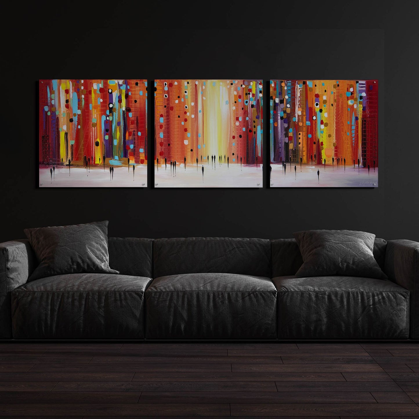 Epic Art 'Late Sunset' by Ekaterina Ermilkina Triptych on Acrylic,108 x 36 (3 Panels 36 x 36)