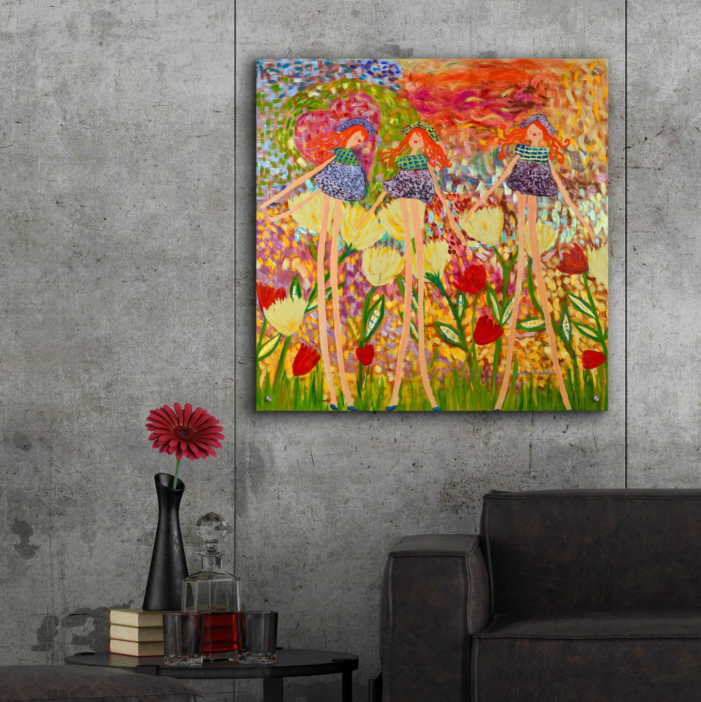 Epic Art 'Three Friends' by Caroline Benchétrit Acrylic Glass Wall Art,36x36