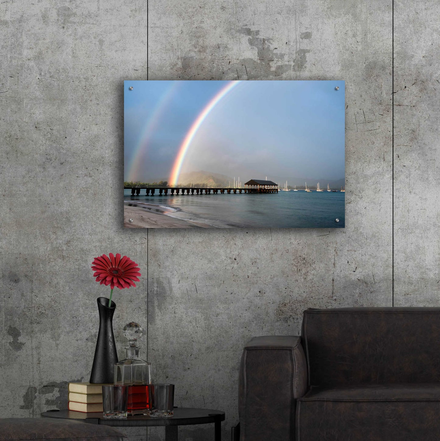 Epic Art 'Rainbows at Hanalei' by Daniel Burt Acrylic Glass Wall Art,36x24