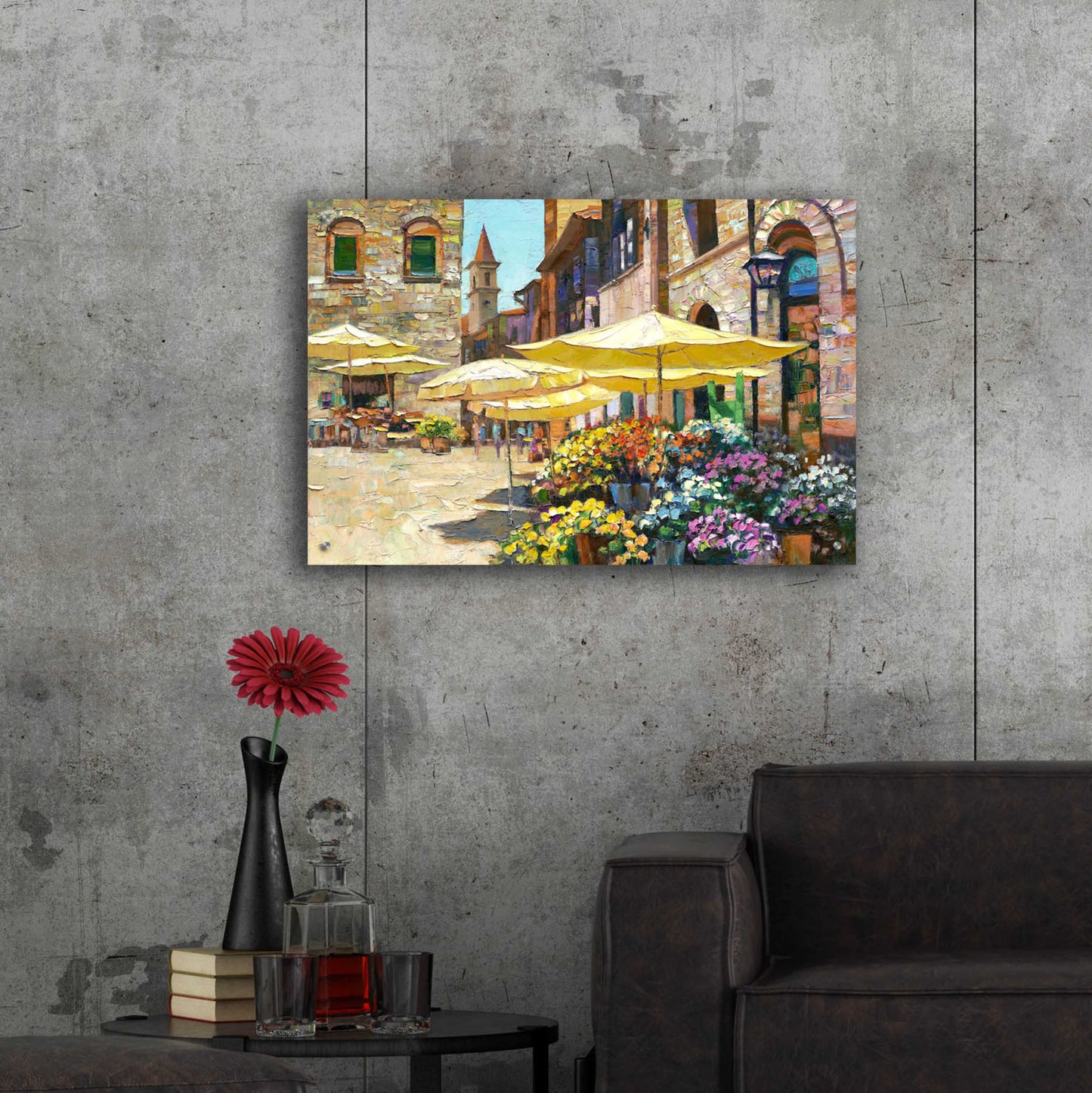 Epic Art 'Siena Flower Market' by Howard Behrens Acrylic Glass Wall Art,36x24