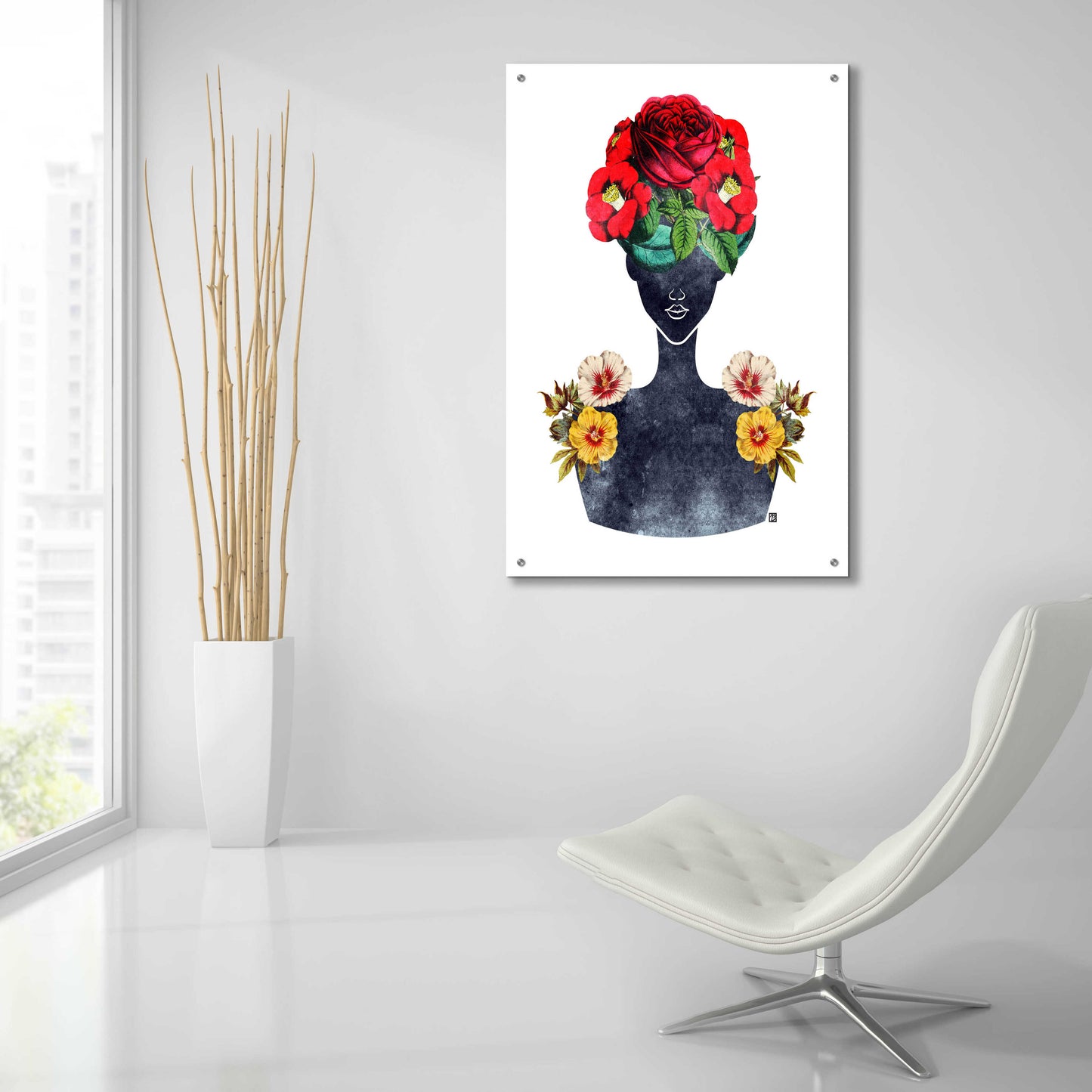 Epic Art 'Flower Crown Silhouette III' by Tabitha Brown Acrylic Glass Wall Art,24x36
