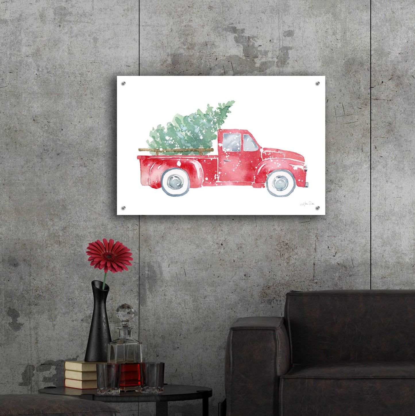 Epic Art 'Christmas Truck' by Katrina Pete, Acrylic Glass Wall Art,36x24
