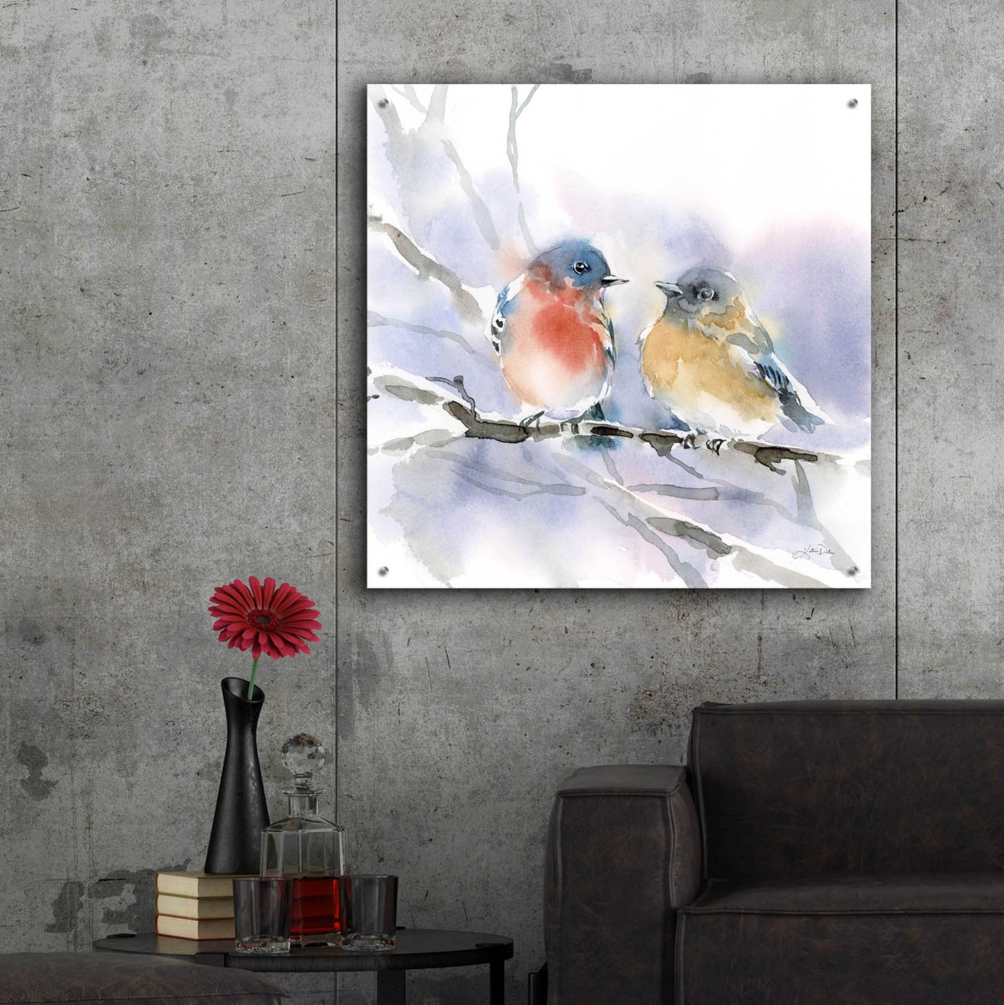 Epic Art 'Bluebird Pair' by Katrina Pete, Acrylic Glass Wall Art,36x36