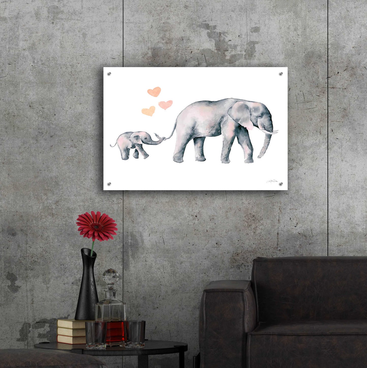 Epic Art 'Elephant Love' by Katrina Pete, Acrylic Glass Wall Art,36x24