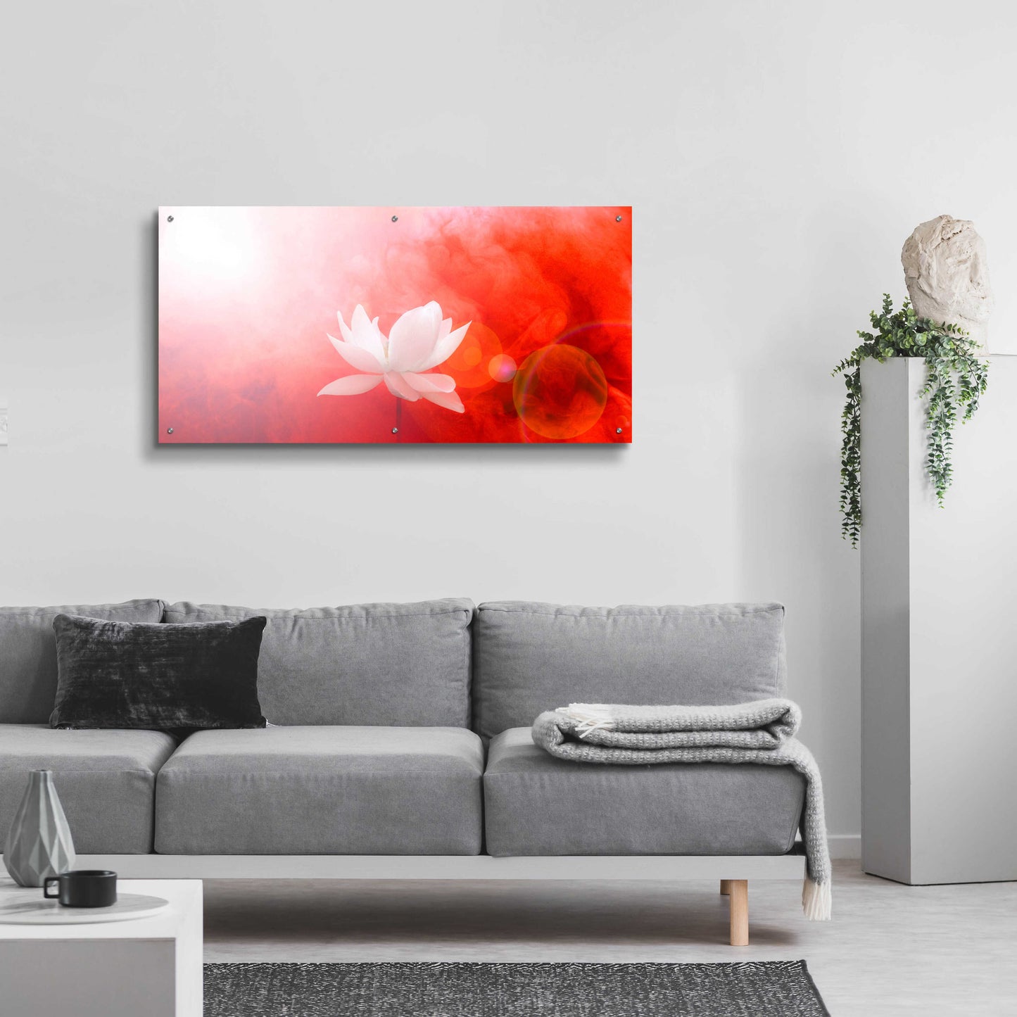 Epic Art 'Lotus in Flames' by Bahman Farzad, Acrylic Glass Wall Art,48x24