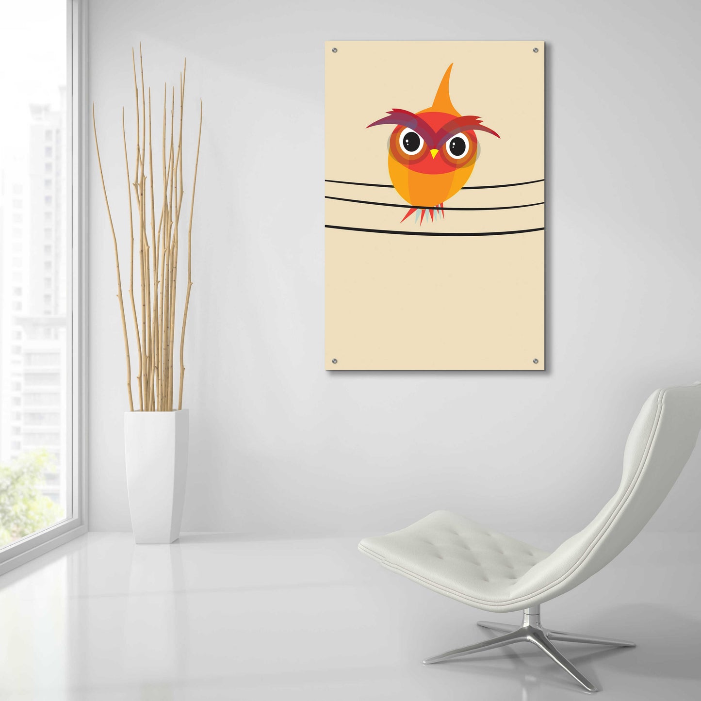Epic Art 'Owl on a Wire' by Volkan Dalyan, Acrylic Glass Wall Art,24x36