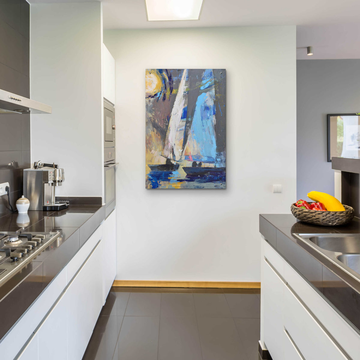 Epic Art 'Blue Breeze Dynamics' by Beth Forst, Acrylic Glass Wall Art,24x36
