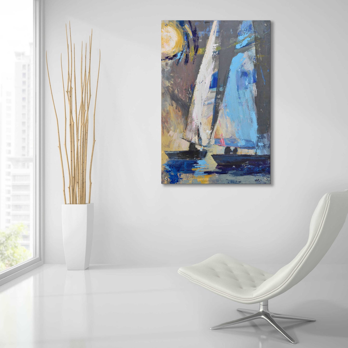 Epic Art 'Blue Breeze Dynamics' by Beth Forst, Acrylic Glass Wall Art,24x36