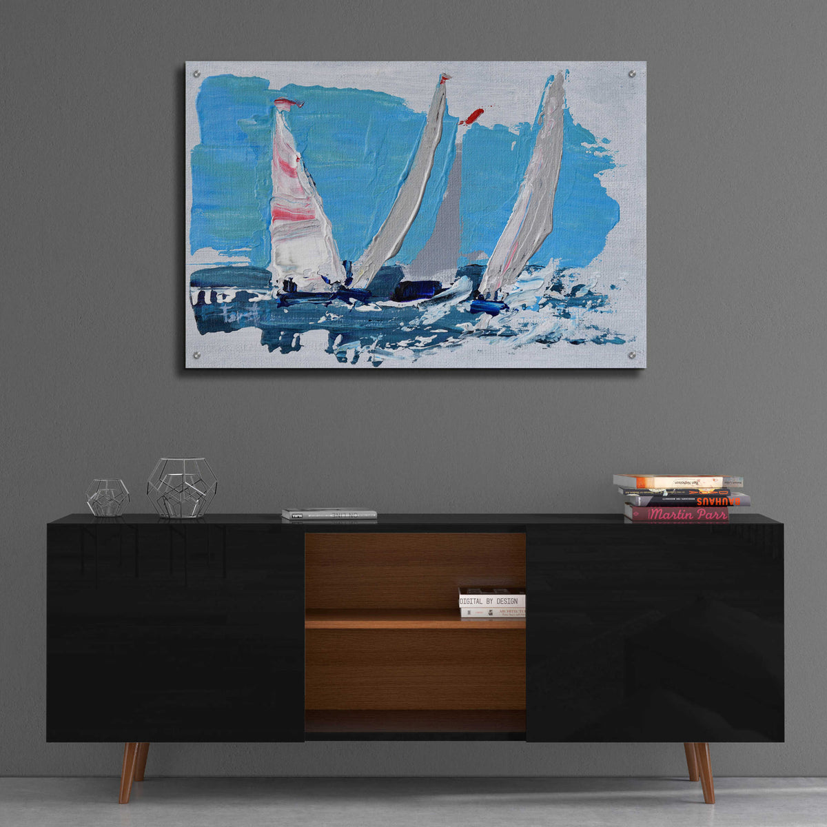 Epic Art 'Candy Stripe Regatta' by Beth Forst, Acrylic Glass Wall Art,36x24