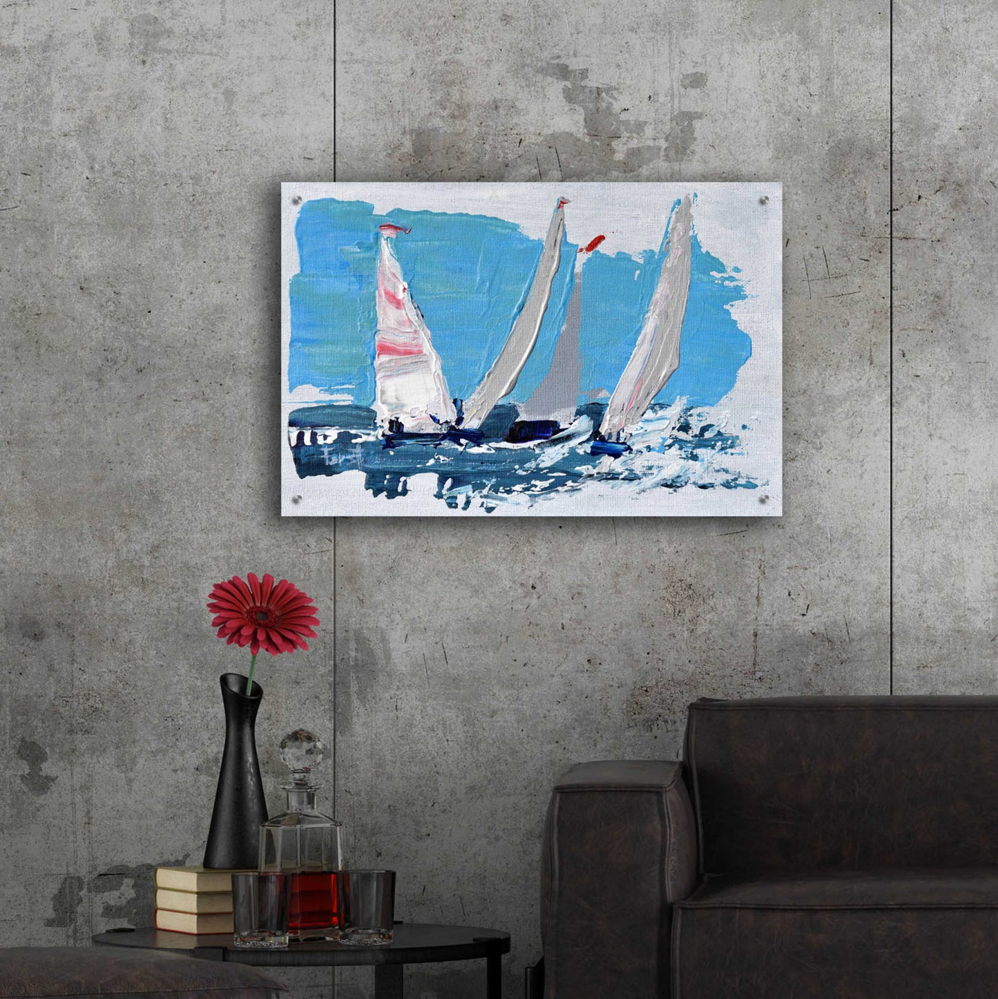 Epic Art 'Candy Stripe Regatta' by Beth Forst, Acrylic Glass Wall Art,36x24