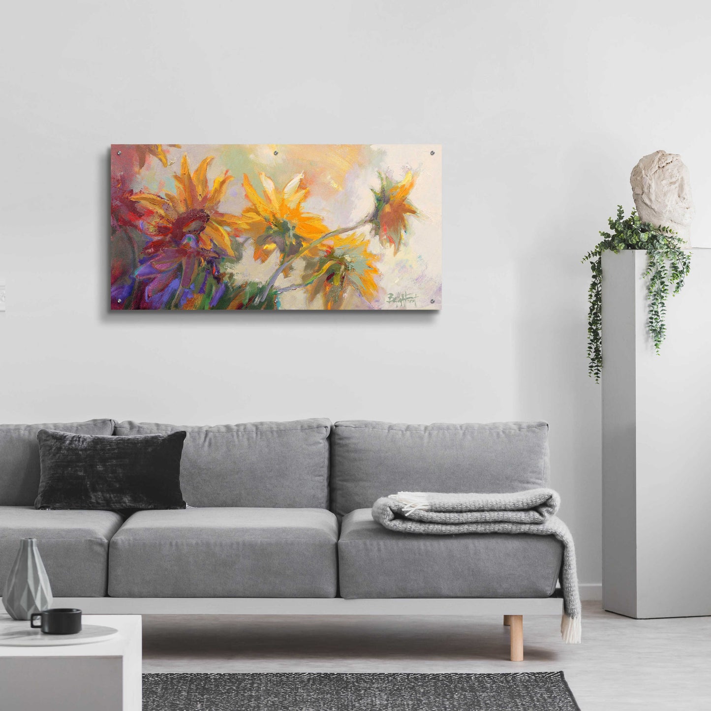 Epic Art 'Three Long Blossoms' by Beth Forst, Acrylic Glass Wall Art,48x24