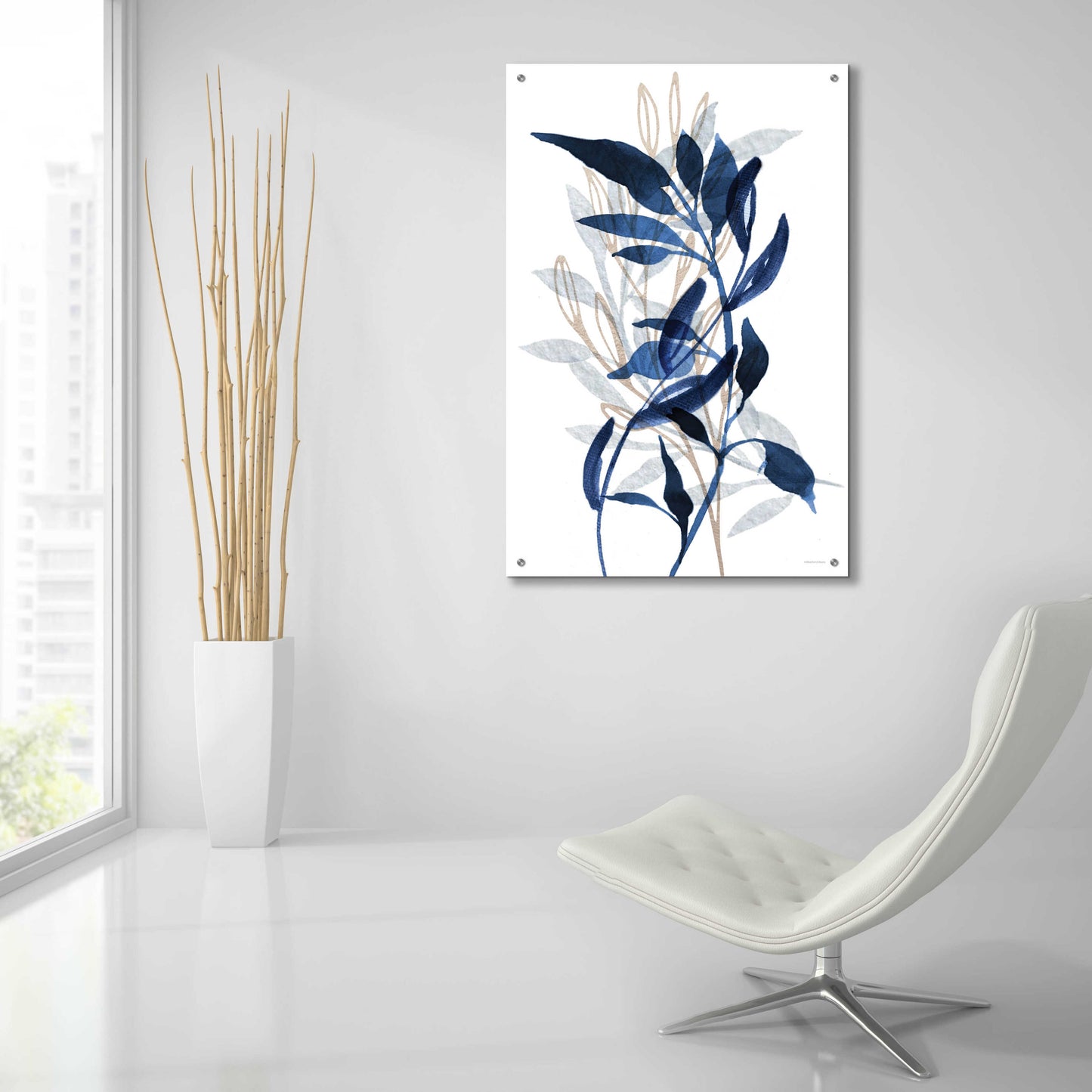 Epic Art 'Botanical Blues II' by Bluebird Barn, Acrylic Glass Wall Art,24x36