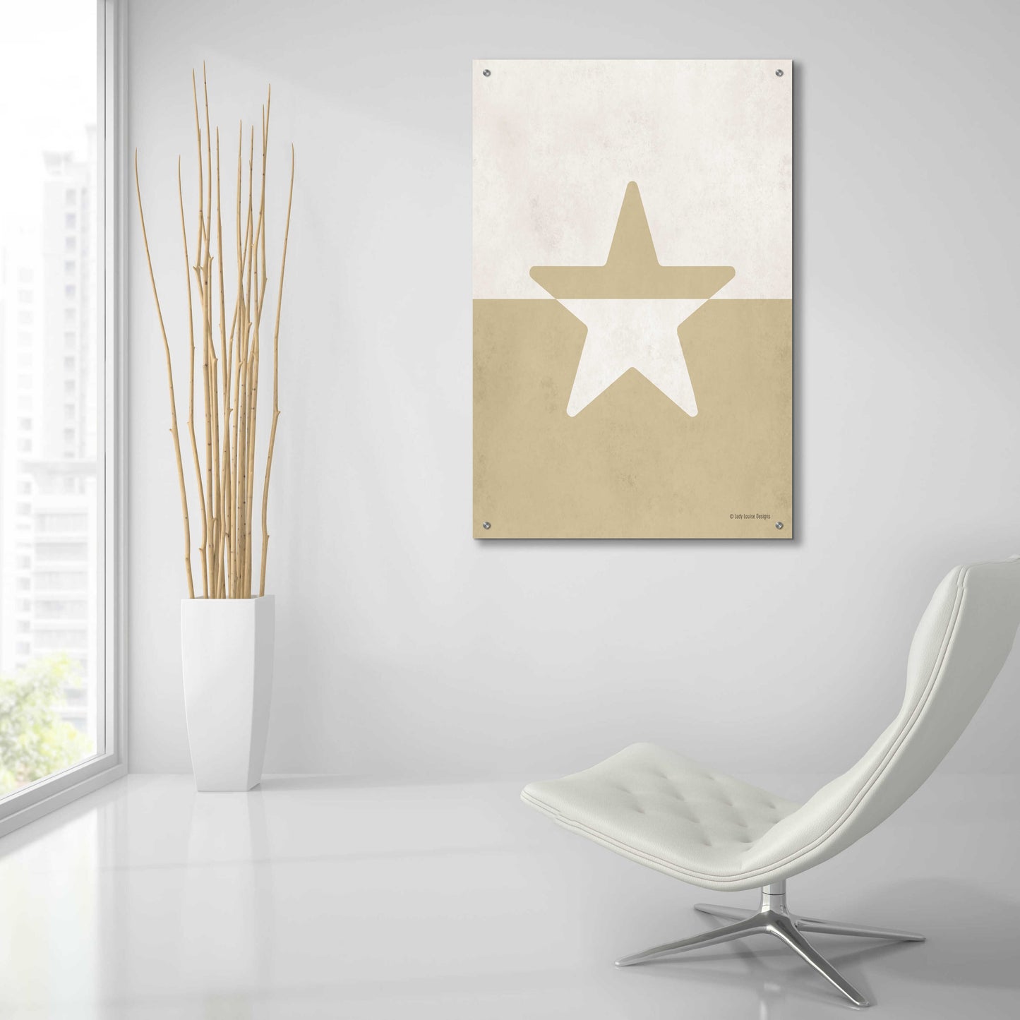 Epic Art 'Neutral Nursery Half Star ' by Lady Louise Designs, Acrylic Glass Wall Art,24x36