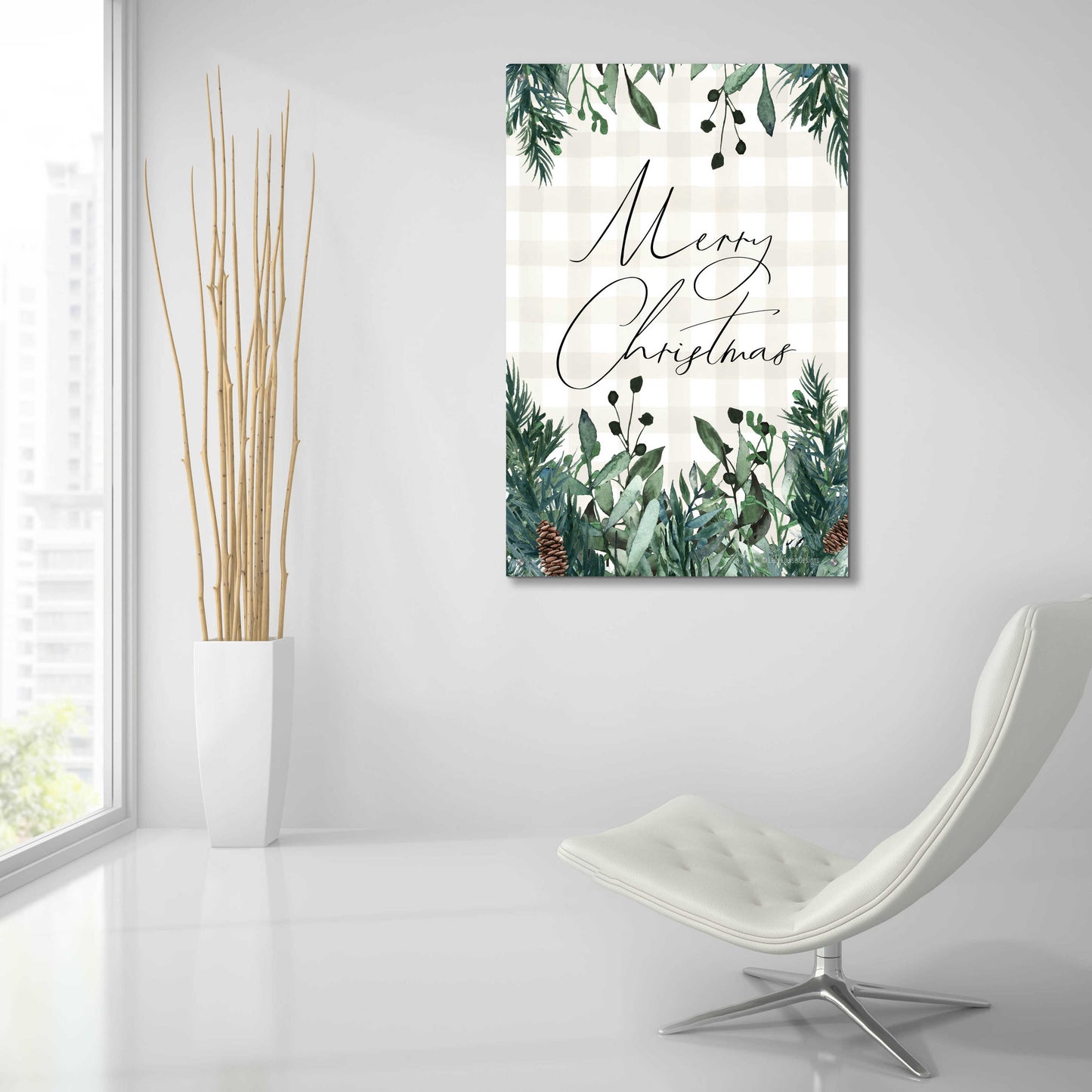 Epic Art 'Merry Christmas Plaid' by Lady Louise Designs, Acrylic Glass Wall Art,24x36