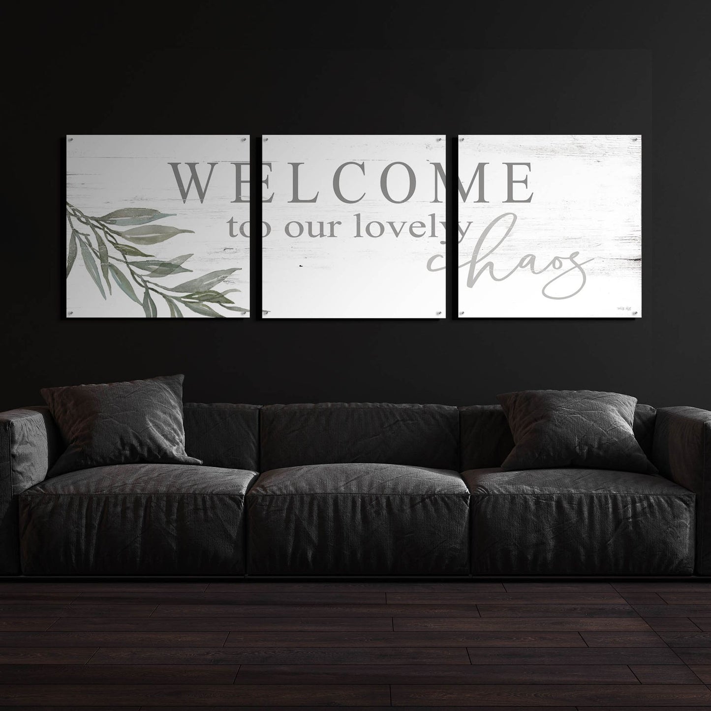 Epic Art 'Welcome to Our Lovely Chaos' by Cindy Jacobs, Acrylic Glass Wall Art, 3 Piece Set,108x36