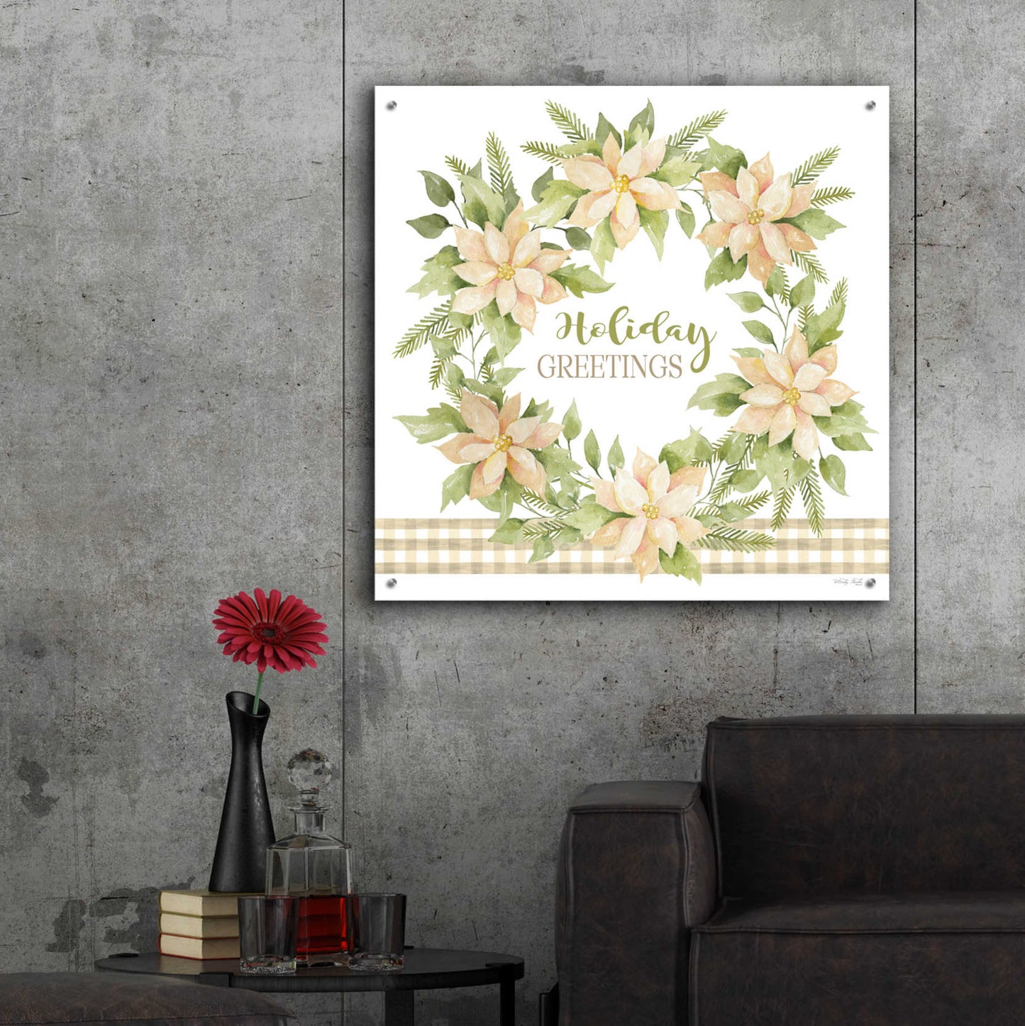 Epic Art 'Holiday Greetings Wreath' by Cindy Jacobs, Acrylic Glass Wall Art,36x36