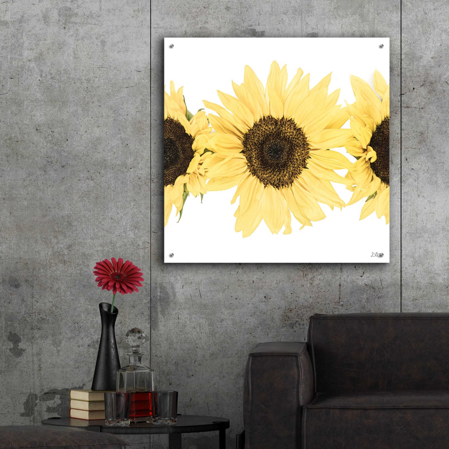 Epic Art 'Sunflowers in a Row I' by Donnie Quillen, Acrylic Glass Wall Art,36x36