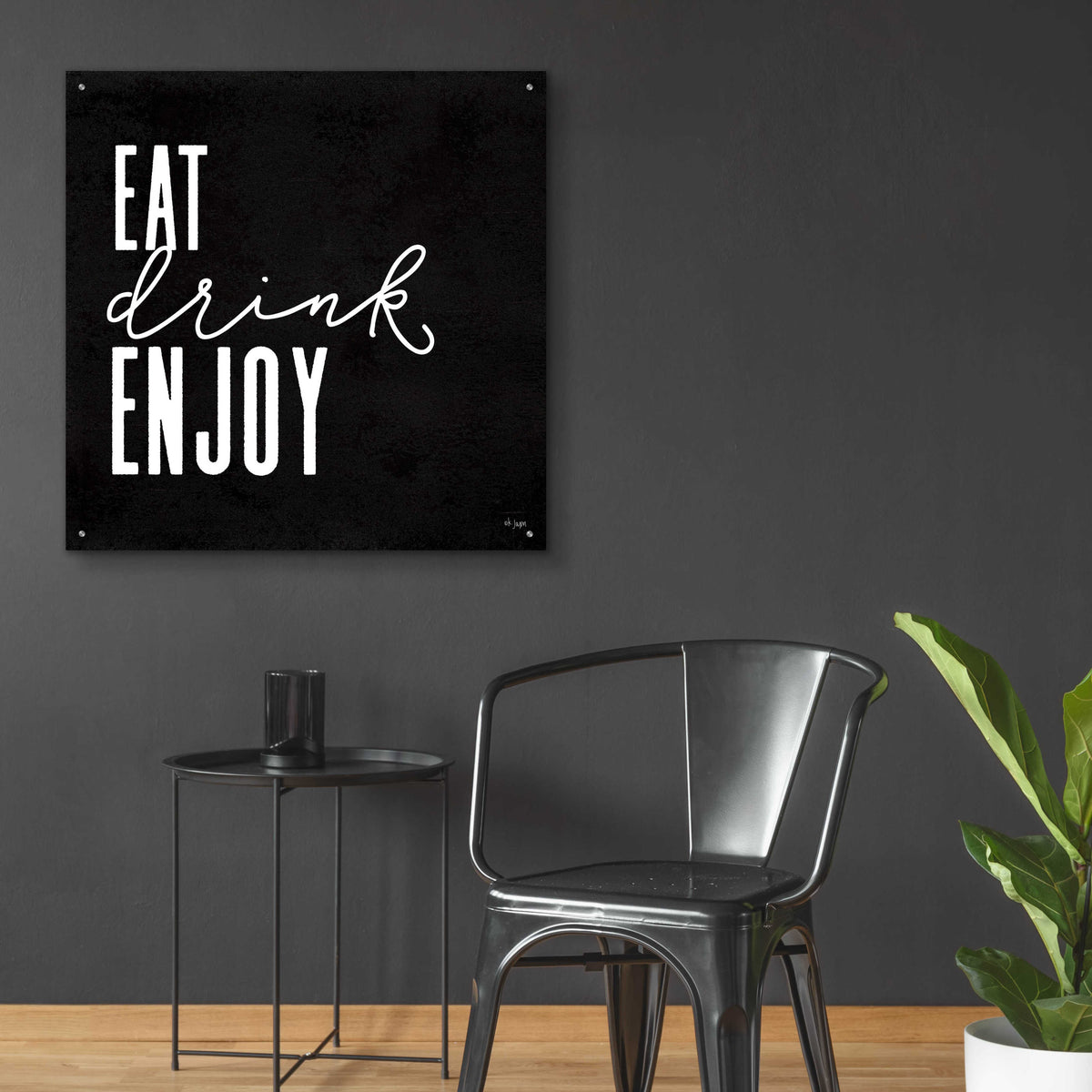 Epic Art 'Eat, Drink, Enjoy ' by Jaxn Blvd., Acrylic Glass Wall Art,36x36