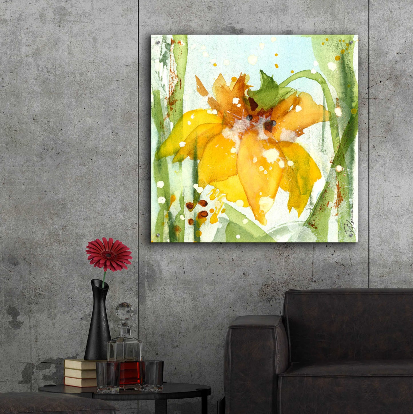 Epic Art 'Daffodil' by Dawn Derman, Acrylic Glass Wall Art,36x36