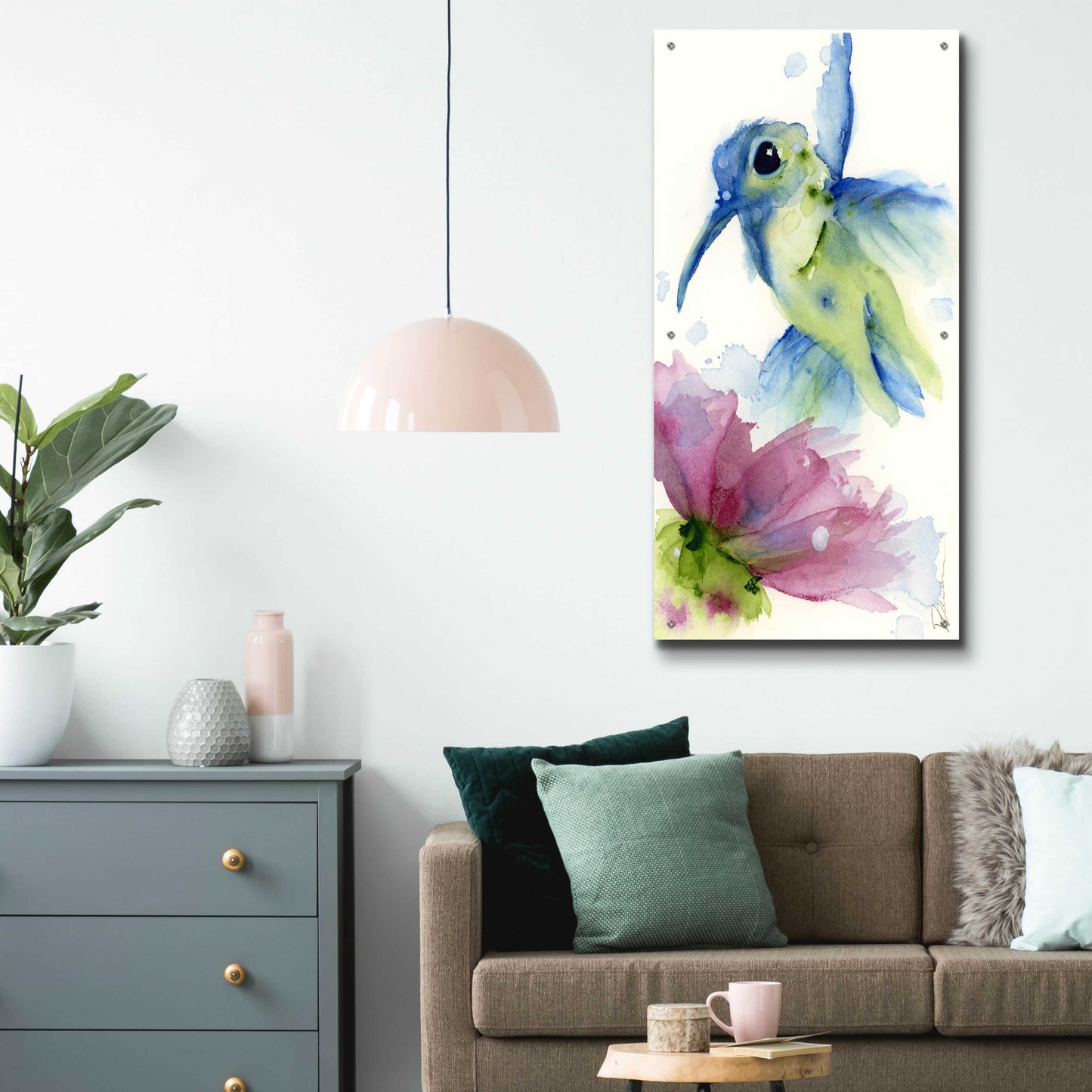 Epic Art 'Lilac and Blue' by Dawn Derman, Acrylic Glass Wall Art,24x48