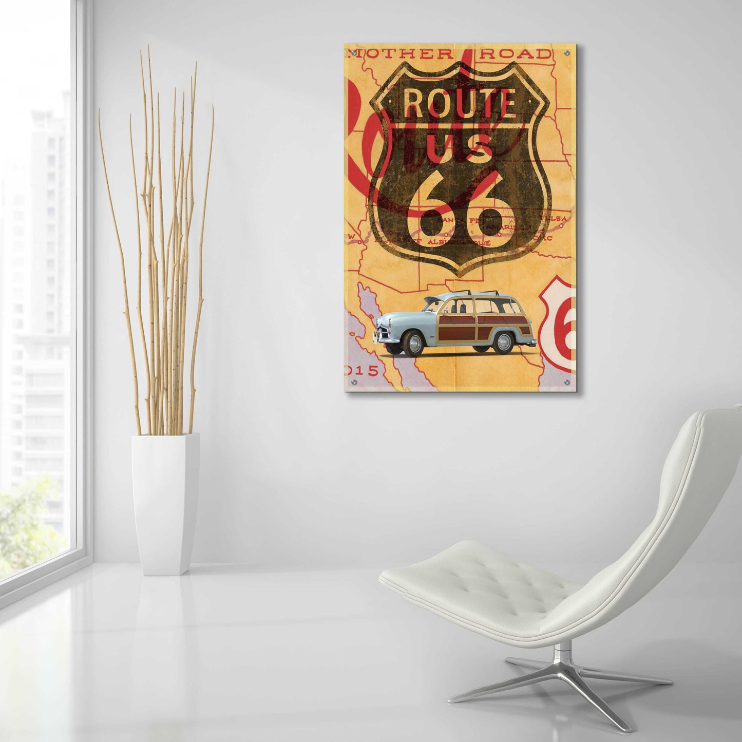 Epic Art 'Route 66 Vintage Postcard' by Edward M. Fielding, Acrylic Glass Wall Art,24x36