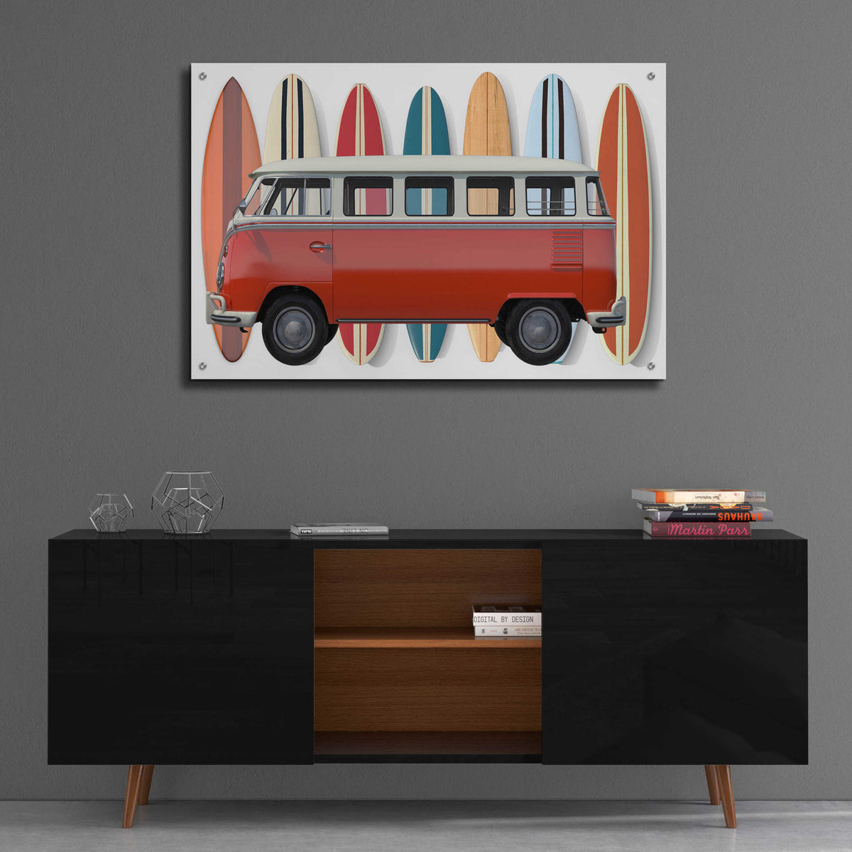 Epic Art 'Surfer Van' by Edward M. Fielding, Acrylic Glass Wall Art,36x24