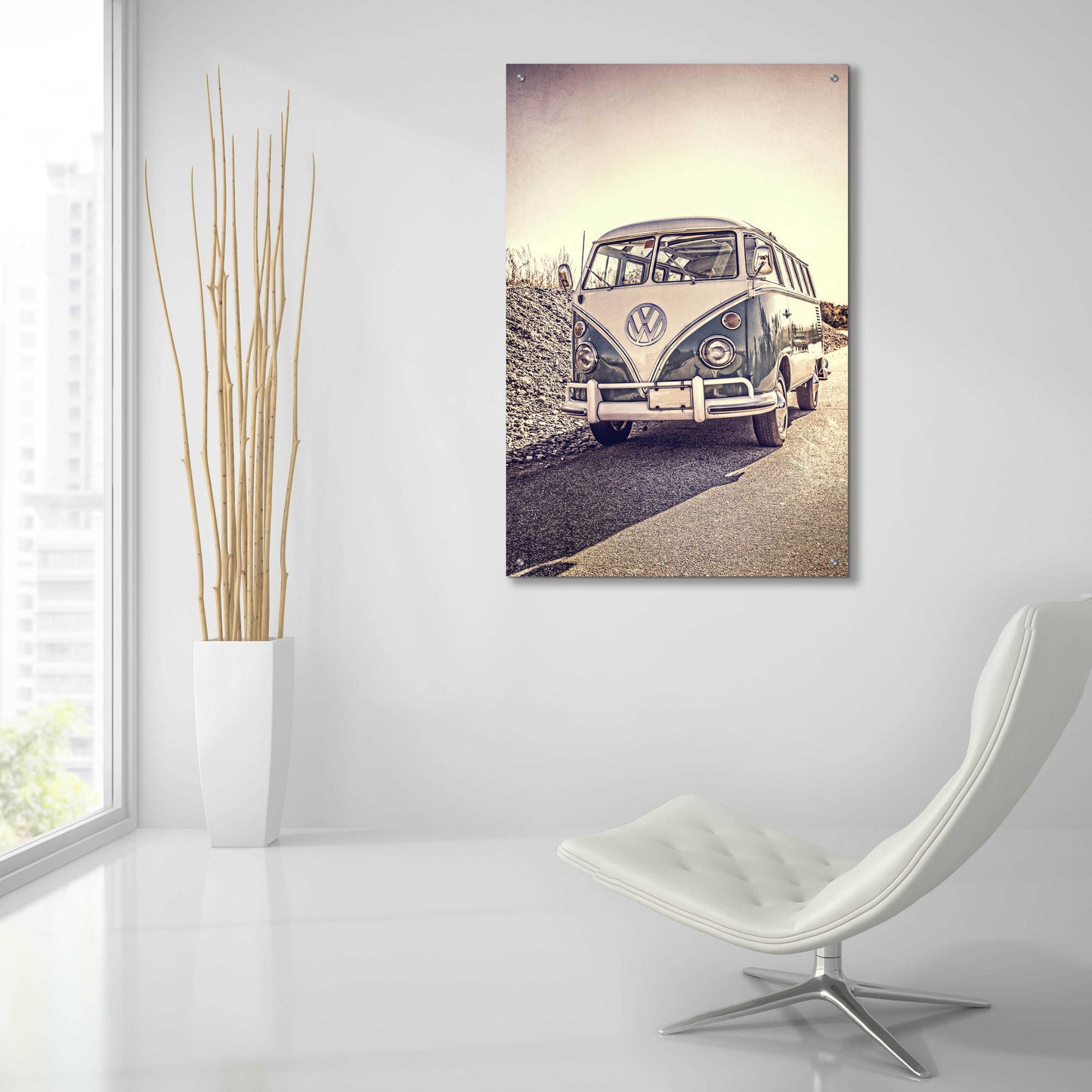 Epic Art 'Surfers’ Vintage VW Bus' by Edward M. Fielding, Acrylic Glass Wall Art,24x36