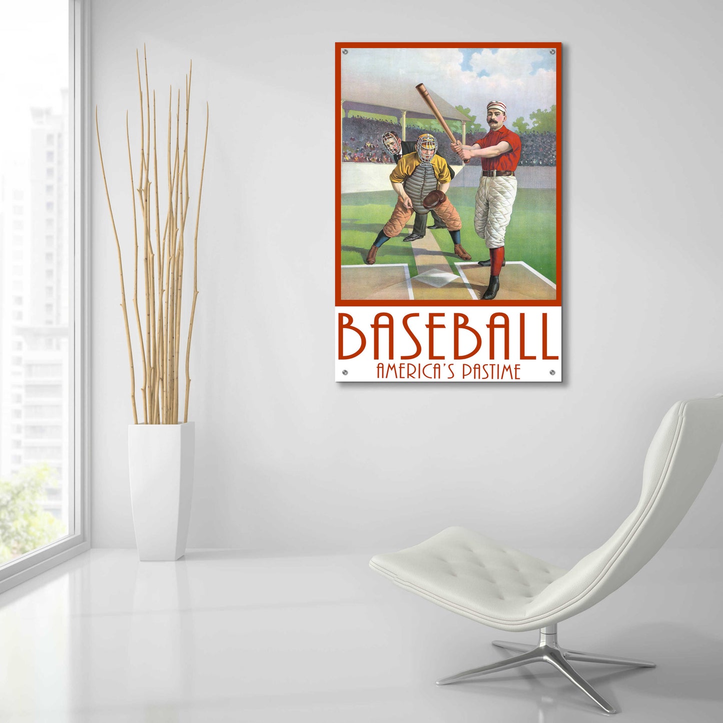 Epic Art 'Baseball America' by Edward M. Fielding, Acrylic Glass Wall Art,24x36