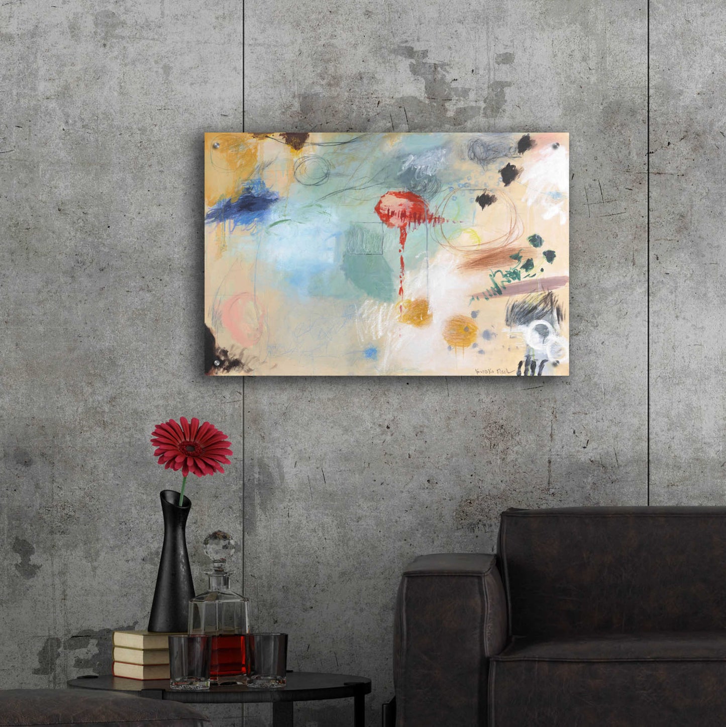 Epic Art 'Red Light' by Kyoko Fischer, Acrylic Glass Wall Art,36x24