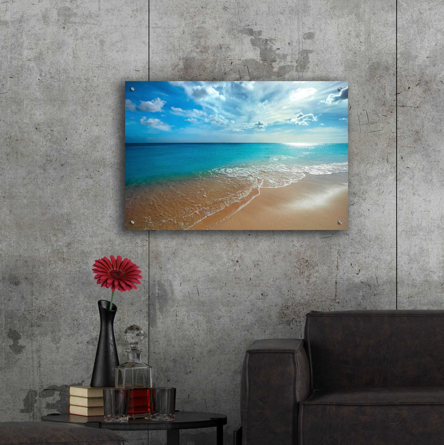 Epic Art 'Turquoise Tranquility' by Lizzy Davis, Acrylic Glass Wall Art,36x24