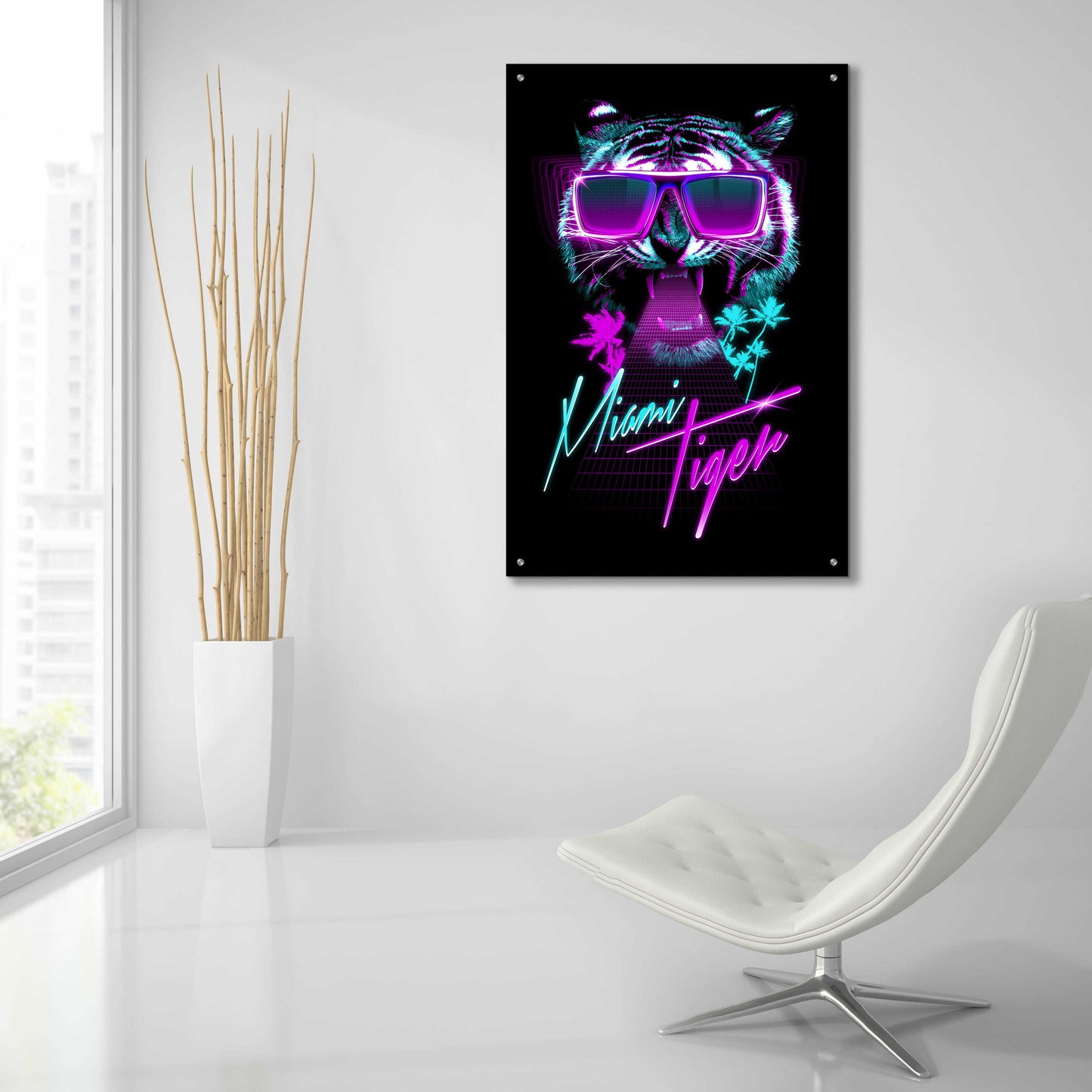 Epic Art 'Miami Tiger' by Robert Farkas, Acrylic Glass Wall Art,24x36