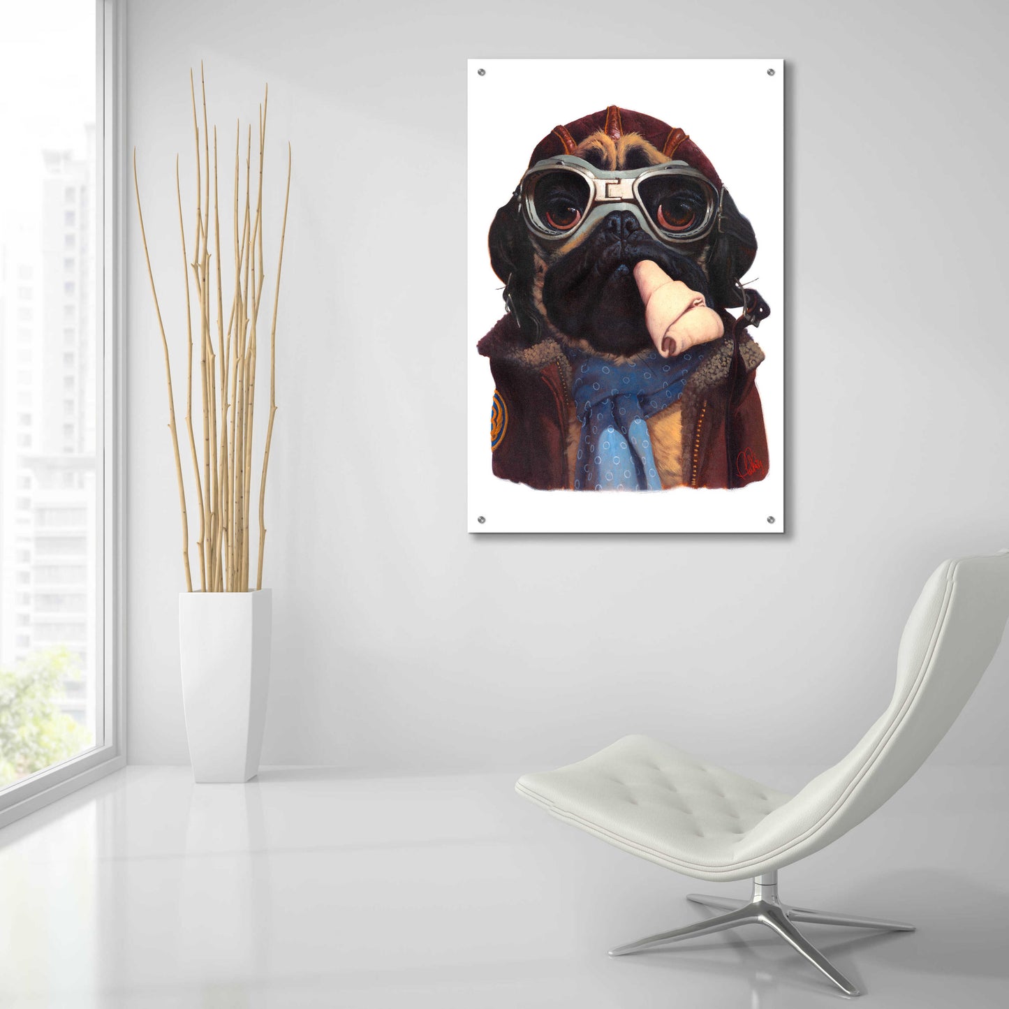 Epic Art 'Aviator Pug' by Thomas Fluharty, Acrylic Glass Wall Art,24x36