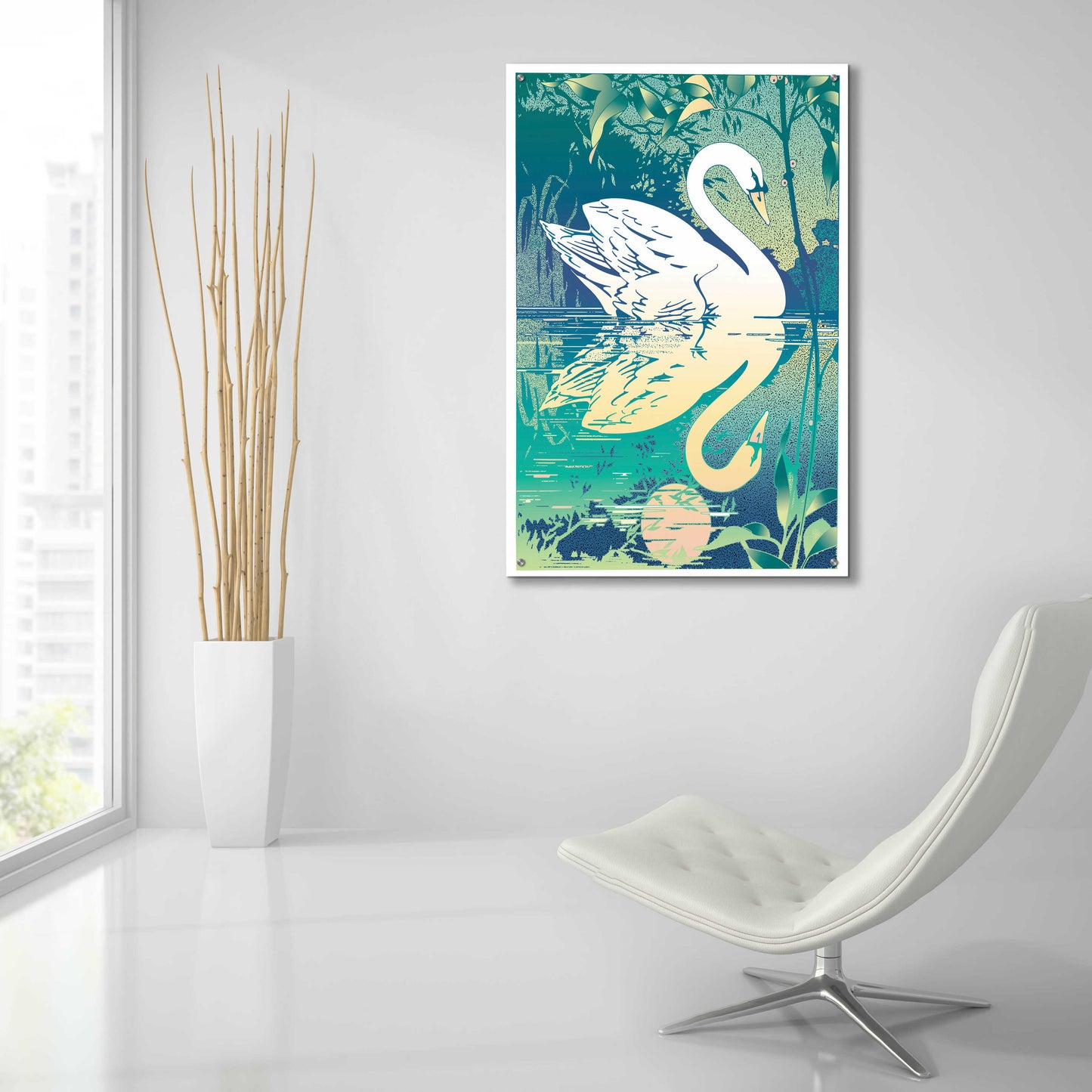 Epic Art 'Swan' by David Chestnutt, Acrylic Glass Wall Art,24x36