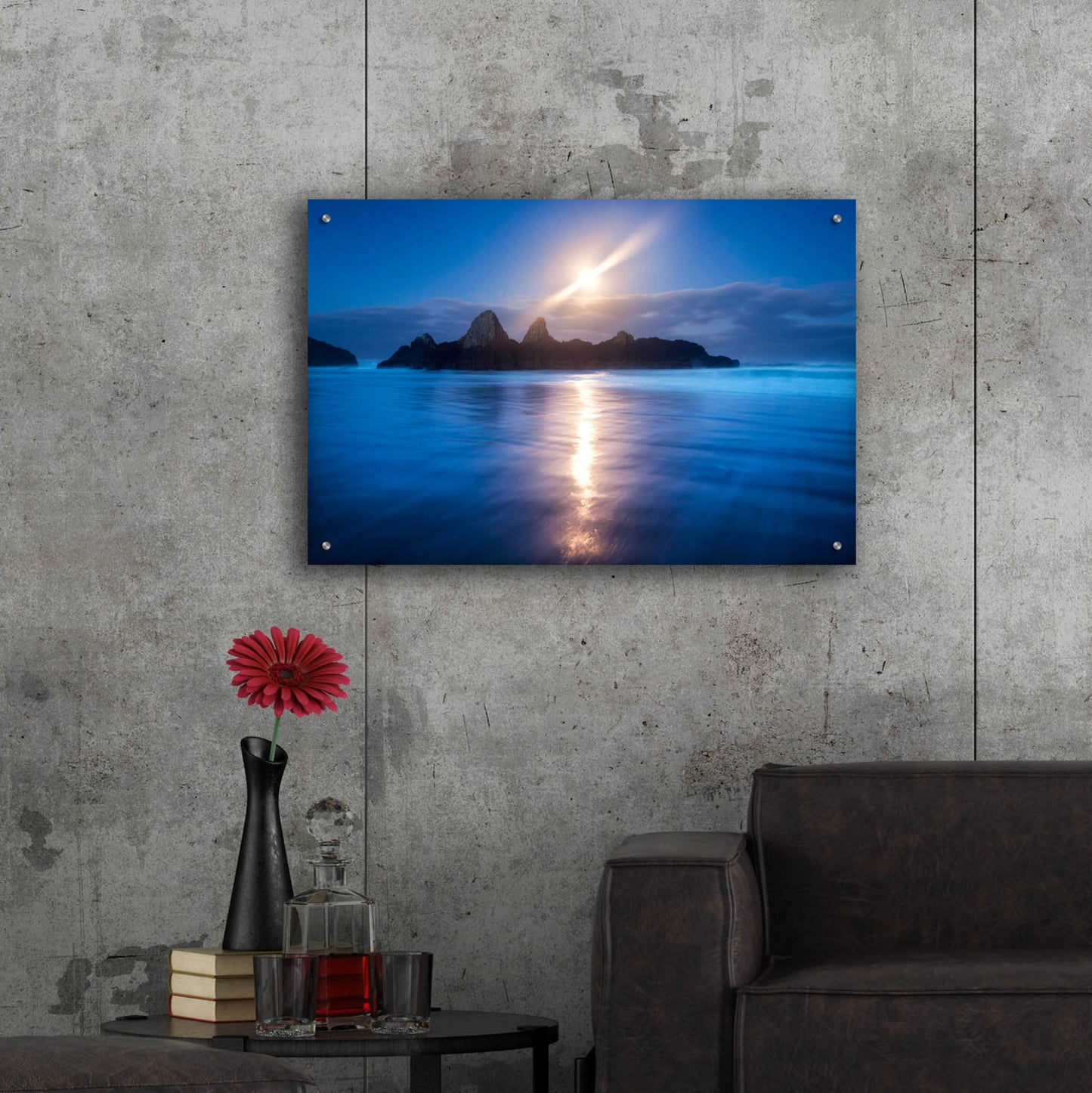 Epic Art 'Seal Rock Vert Moon Streak' by Thomas Haney, Acrylic Glass Wall Art,36x24