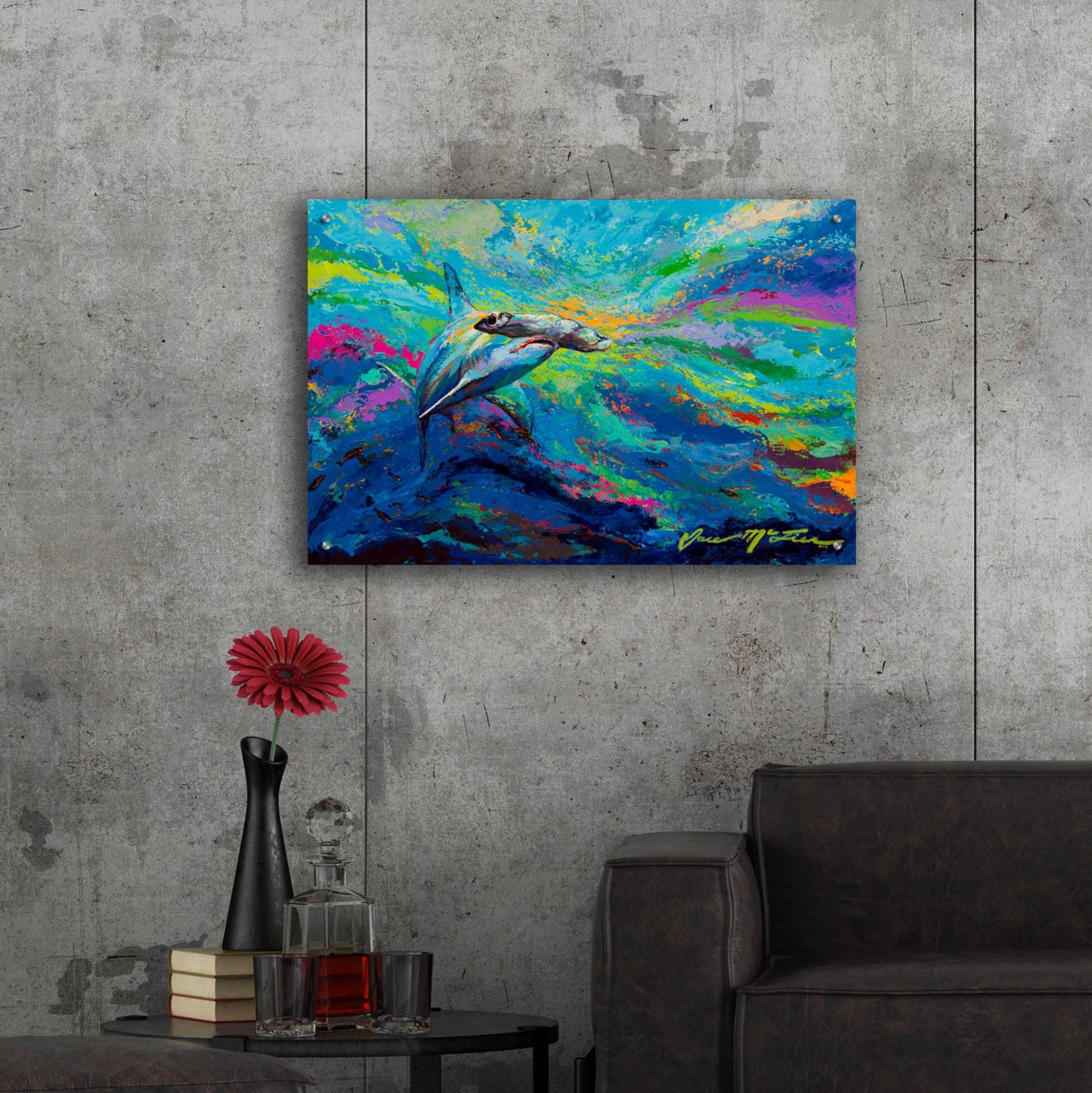 Epic Art 'After Dinner Swim Hammer Head Shark' by Jace D McTier, Acrylic Glass Wall Art,36x24
