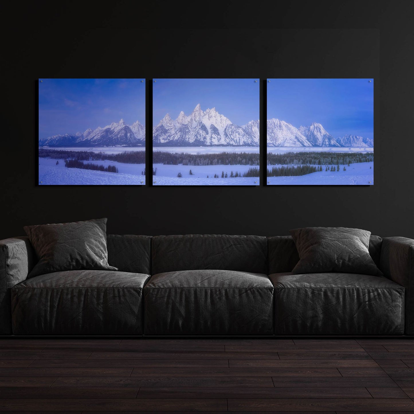 Epic Art 'Blue Hour in the Tetons - Grand Teton National Park' by Darren White, Acrylic Glass Wall Art, 3 Piece Set,108x36