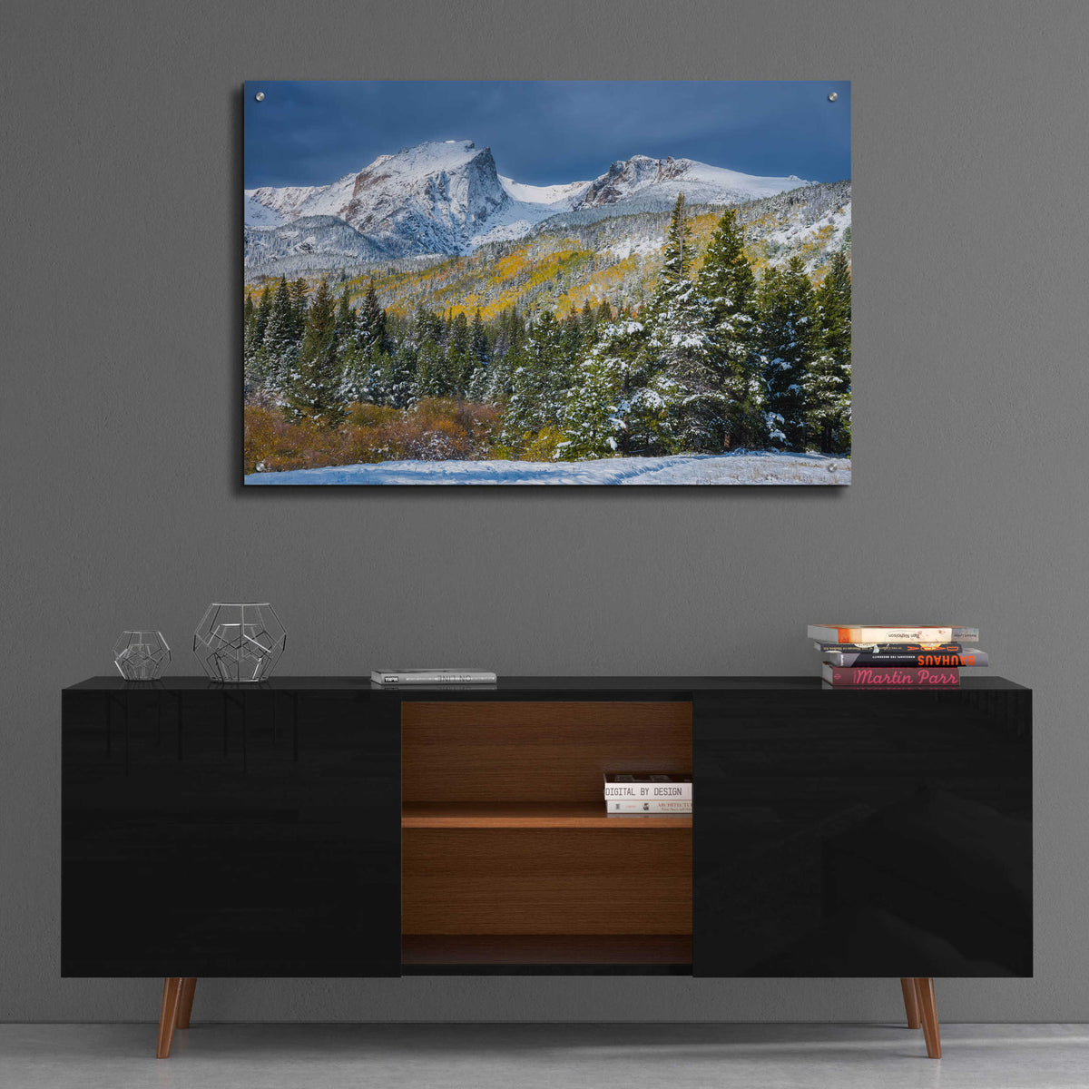Epic Art 'Christmas In the Rockies - Rocky Mountain National Park' by Darren White, Acrylic Glass Wall Art,36x24