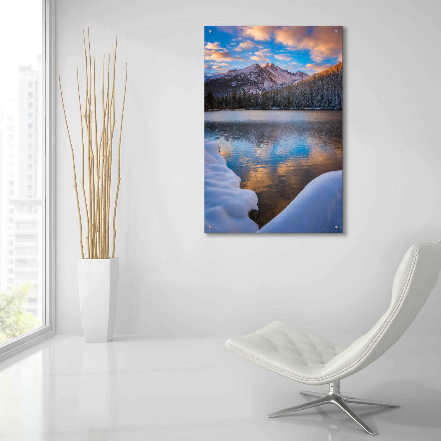 Epic Art 'Sunrise Snow at Bear Lake - Rocky Mountain National Park' by Darren White, Acrylic Glass Wall Art,24x36