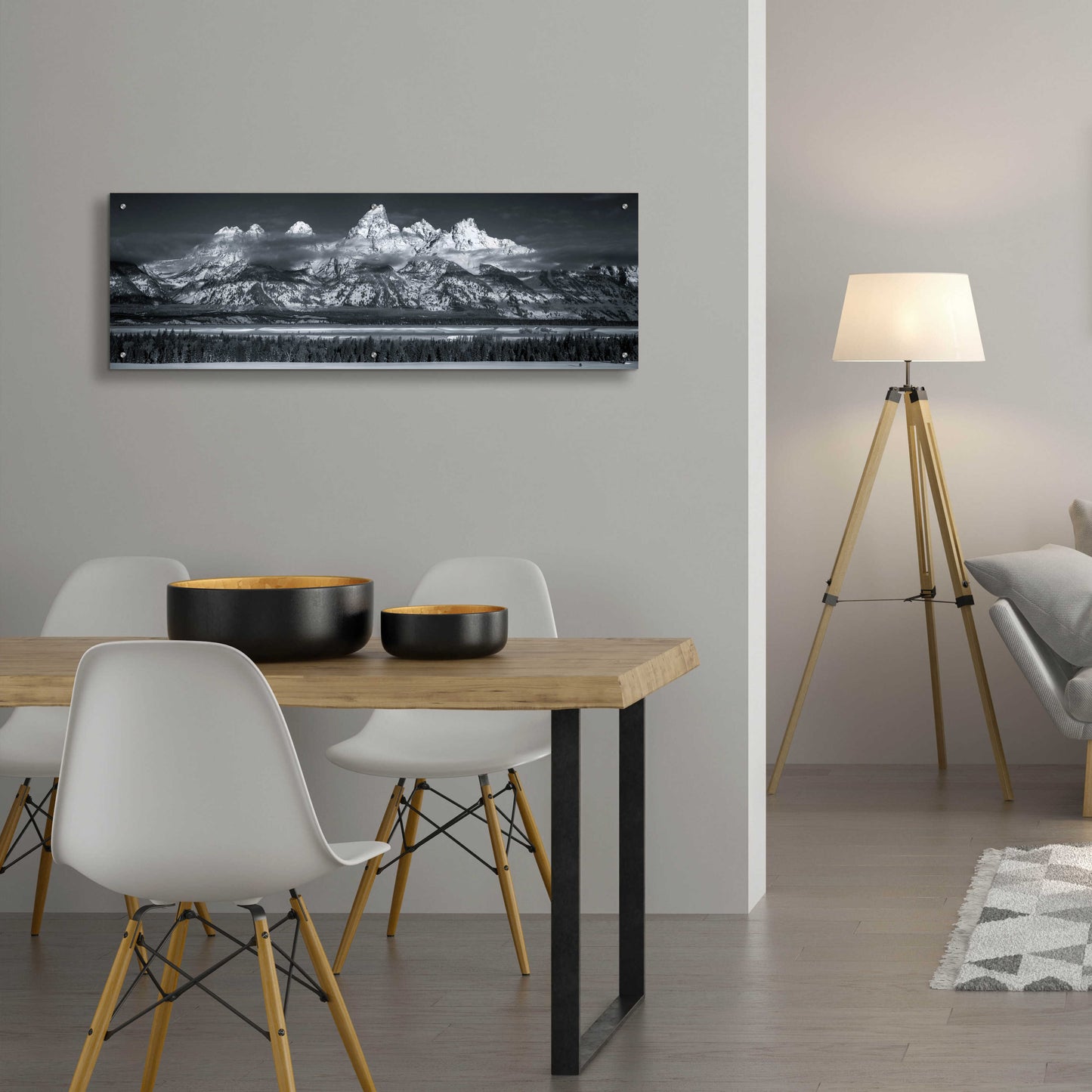 Epic Art 'Teton Pano Above Clouds - Grand Teton National Park' by Darren White, Acrylic Glass Wall Art,48x16