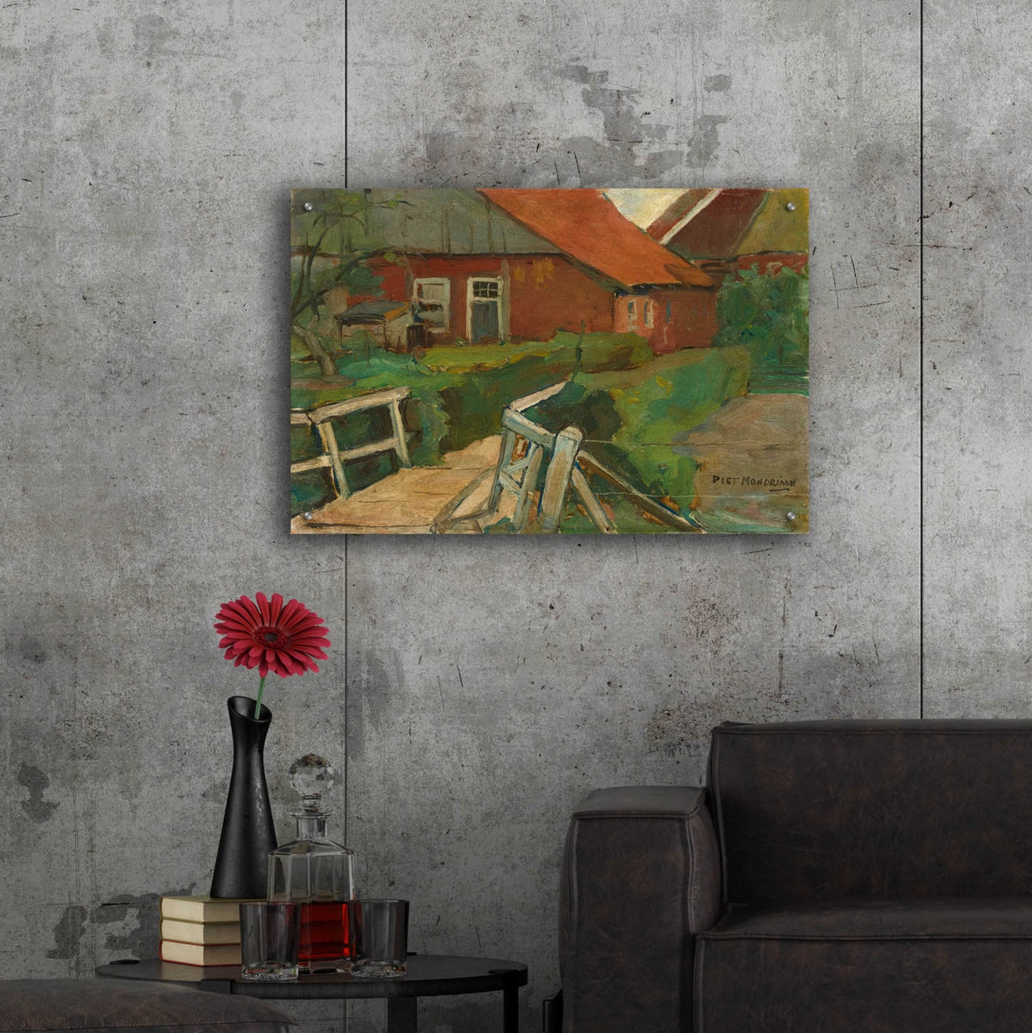 Epic Art 'Farm Building With Bridge, 1899' by Piet Mondrian, Acrylic Glass Wall Art,36x24