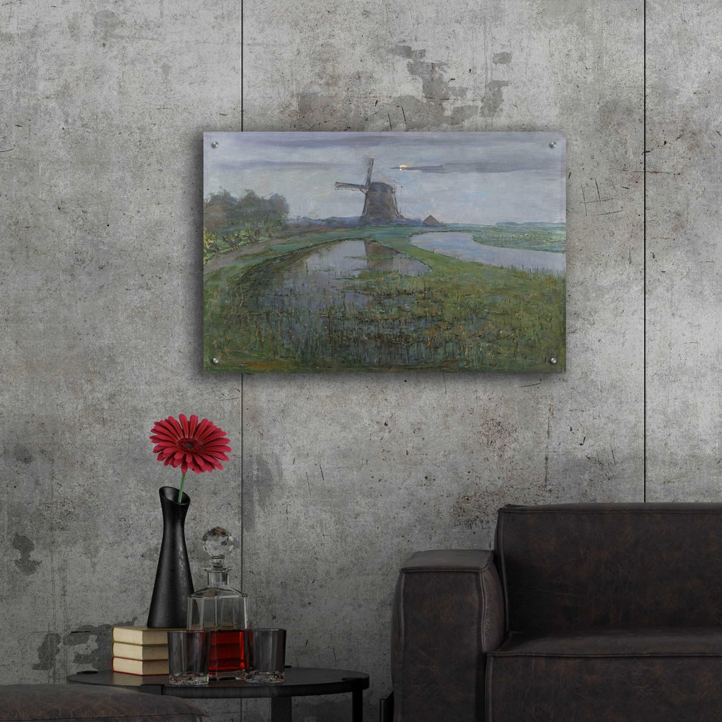 Epic Art 'Oostzijdse Mill along the River Gein by Moonlight, 1903' by Piet Mondrian, Acrylic Glass Wall Art,36x24
