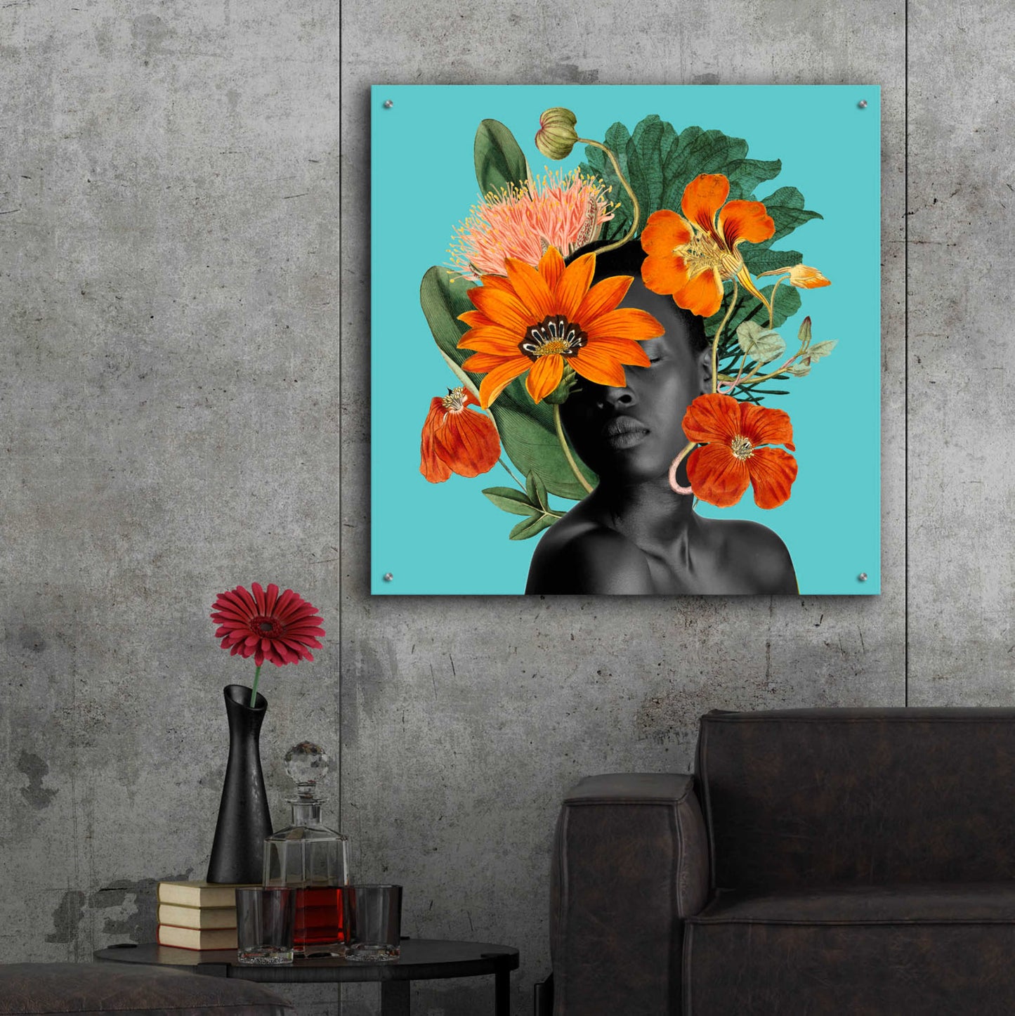 Epic Art 'Tangerine Tropics I' by Grace Popp, Acrylic Glass Wall Art,36x36