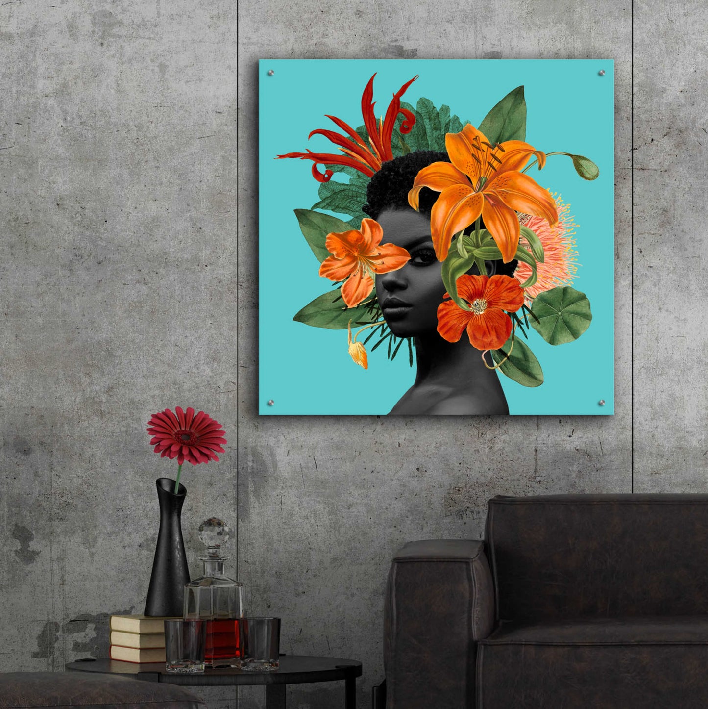 Epic Art 'Tangerine Tropics II' by Grace Popp, Acrylic Glass Wall Art,36x36