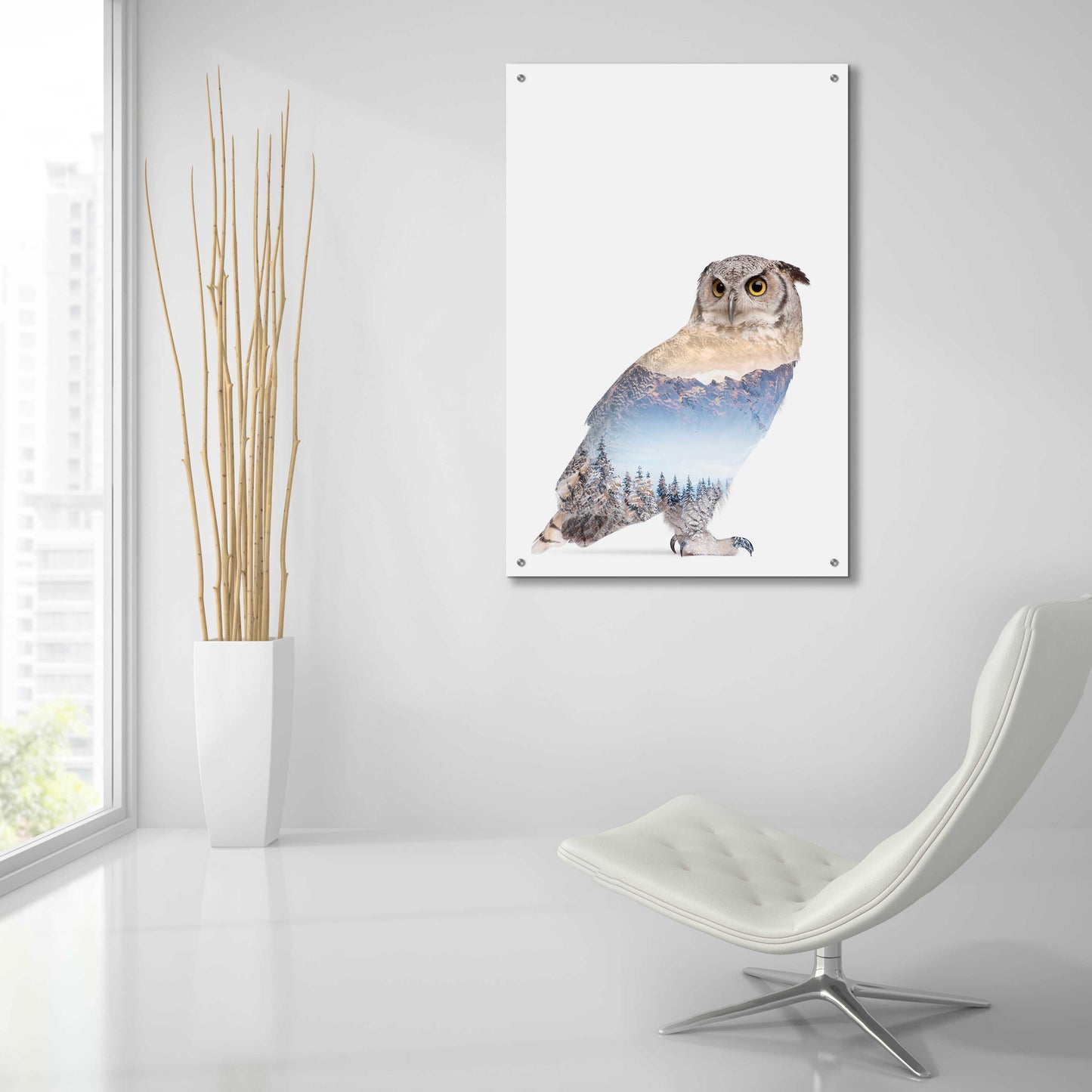 Epic Art 'Snow Owl I' by Clean Nature, Acrylic Glass Wall Art,24x36