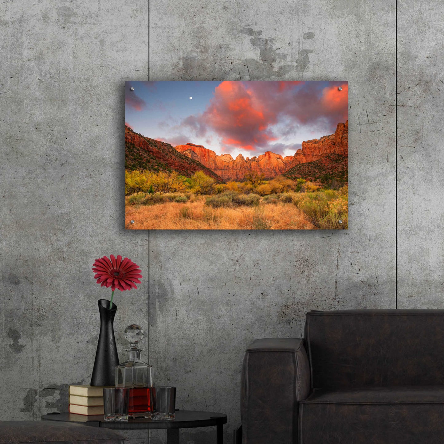 Epic Art 'Temple Sunrise & Moon' by John Gavrilis, Acrylic Glass Wall Art,36x24