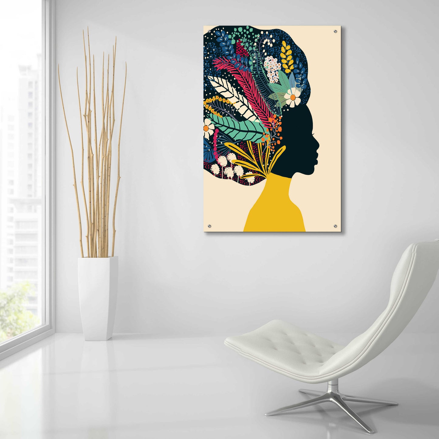 Epic Art 'Afro Woman In Yellow' by Ioana Horvat, Acrylic Glass Wall Art,24x36