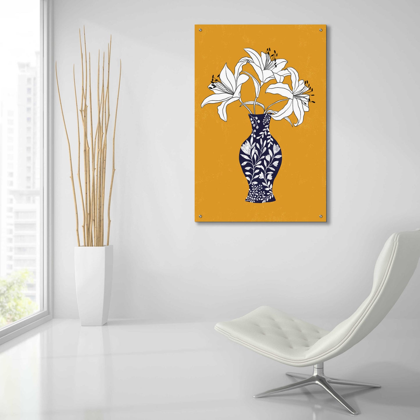 Epic Art 'Lily On Yellow' by Ioana Horvat, Acrylic Glass Wall Art,24x36