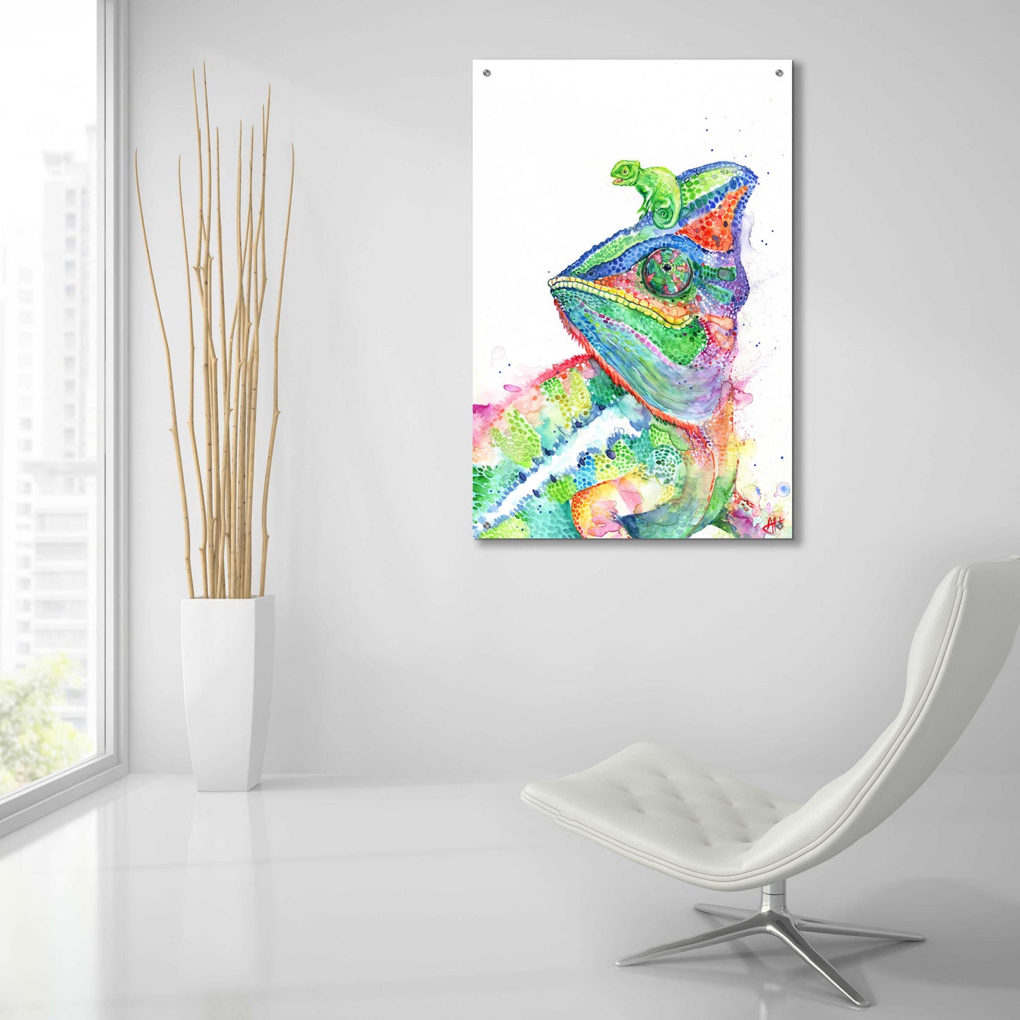 Epic Art 'Clutcha'Chameleons' by Marc Allante, Acrylic Glass Wall Art,24x36