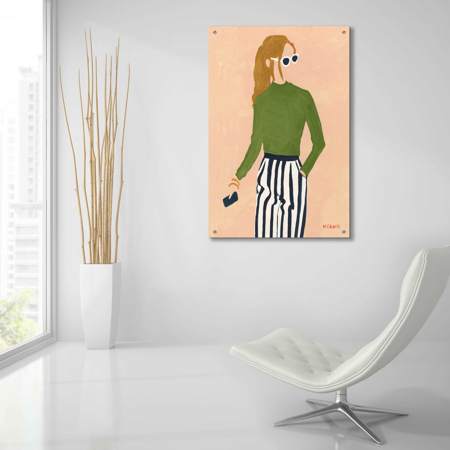 Epic Art 'Green Mockneck' by Megan Galante, Acrylic Glass Wall Art,24x36