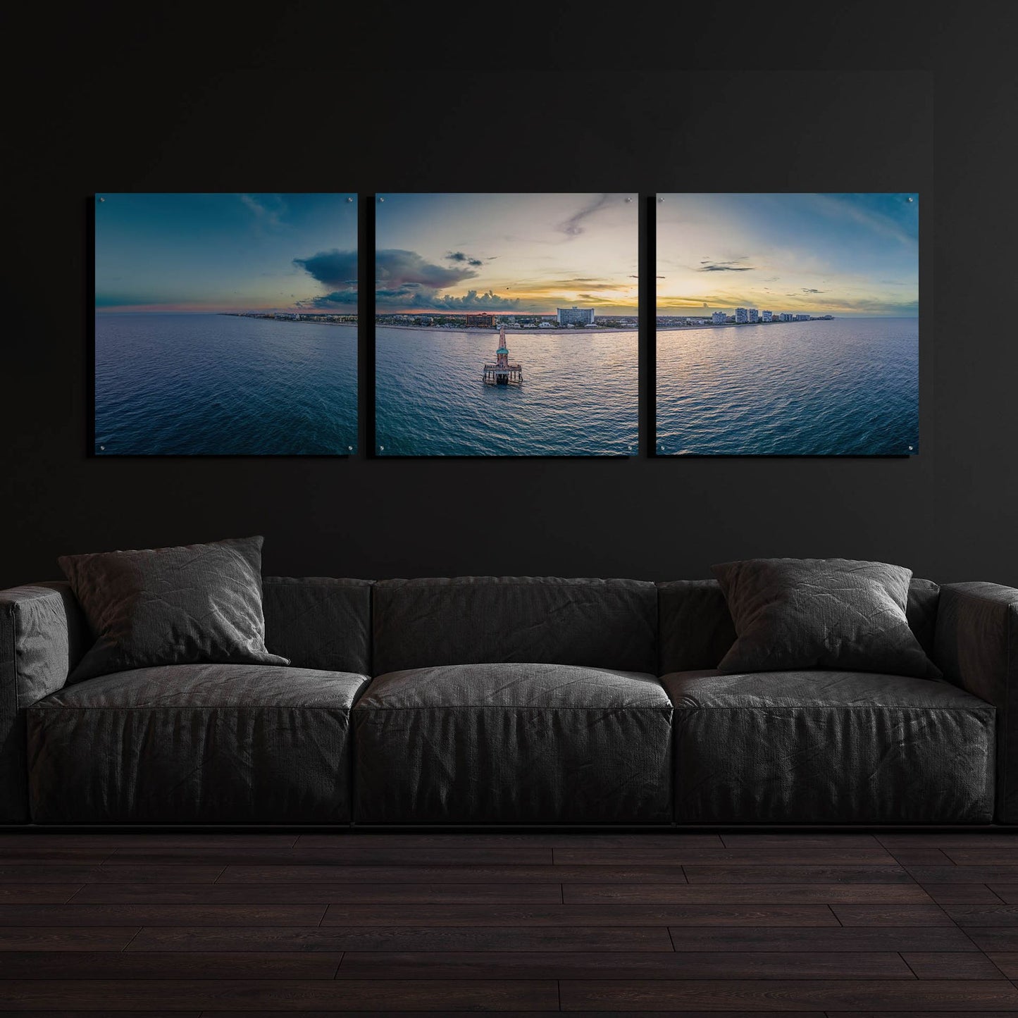 Epic Art 'Florida - Deerfield Beach 2' by Epic Portfolio, Acrylic Glass Wall Art, 3 Piece Set,108x36